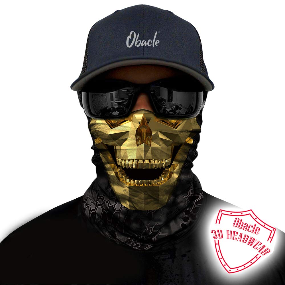 Obacle Face Mask Half Sun Dust Wind Protection Durable Tube Face Mask Bandana Skull Skeleton Face Mask For Men Women Bike Riding