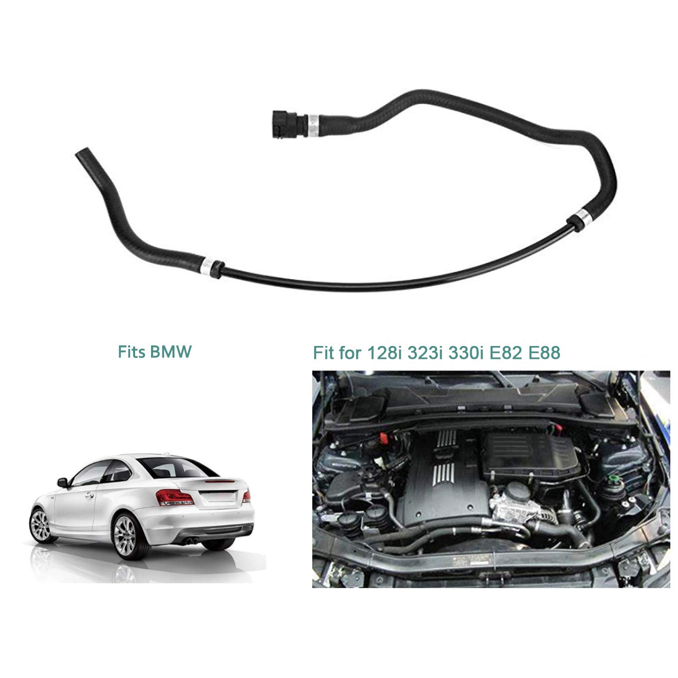 Koxuyim Expansion Tank To Upper Radiator Coolant Hose Compatible With Bmw 2008-2013 128I; 2006-2011 323I; 2006 325I, 325Xi; 2007-2013 328I Replaces 17127618510 17127565093