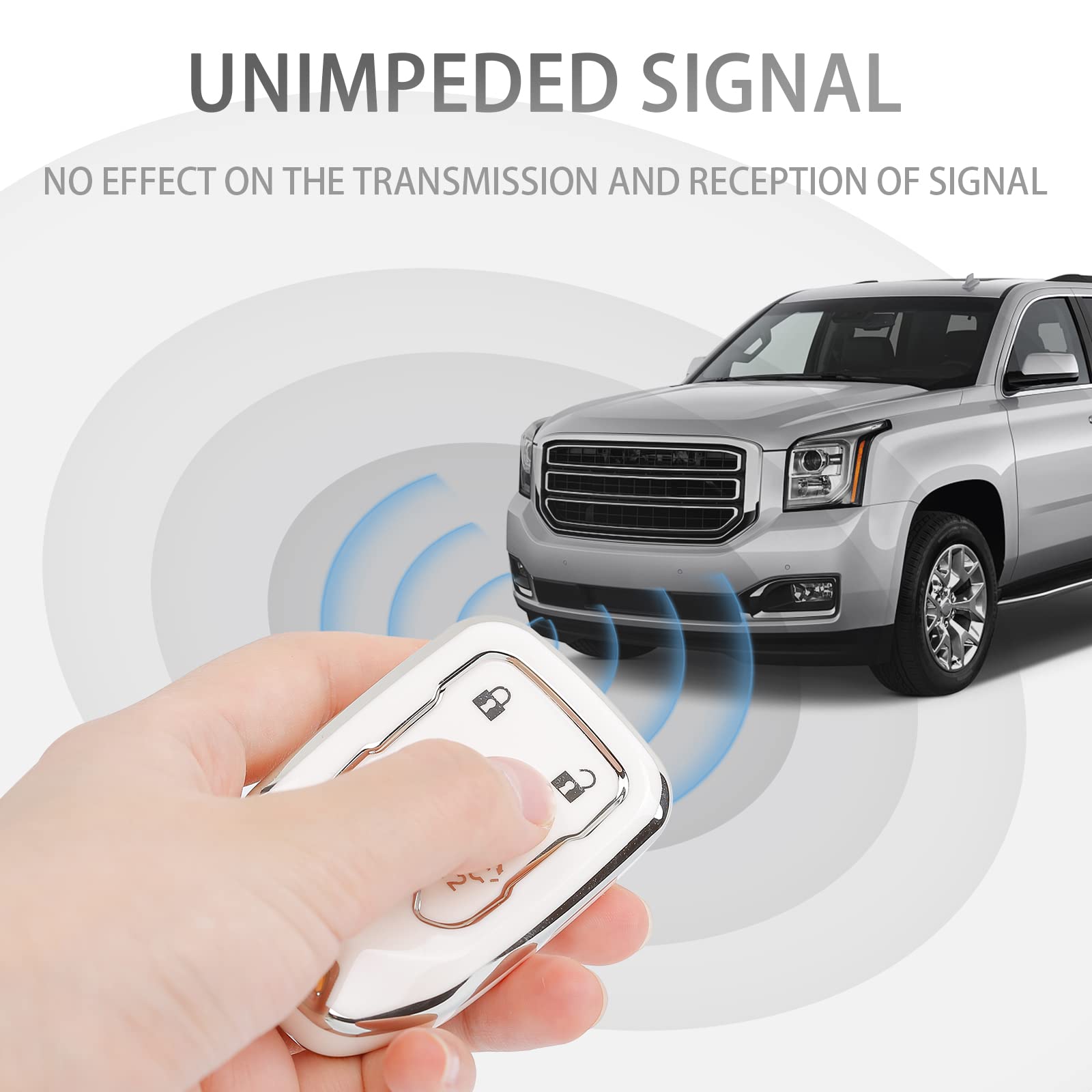 COGEEK Key Fob Cover with Bling Lanyard, Compatible with 2019 2020 2021 2022 1500 2500HD 3500HD Terrain Acadia 5 Buttons Smart K