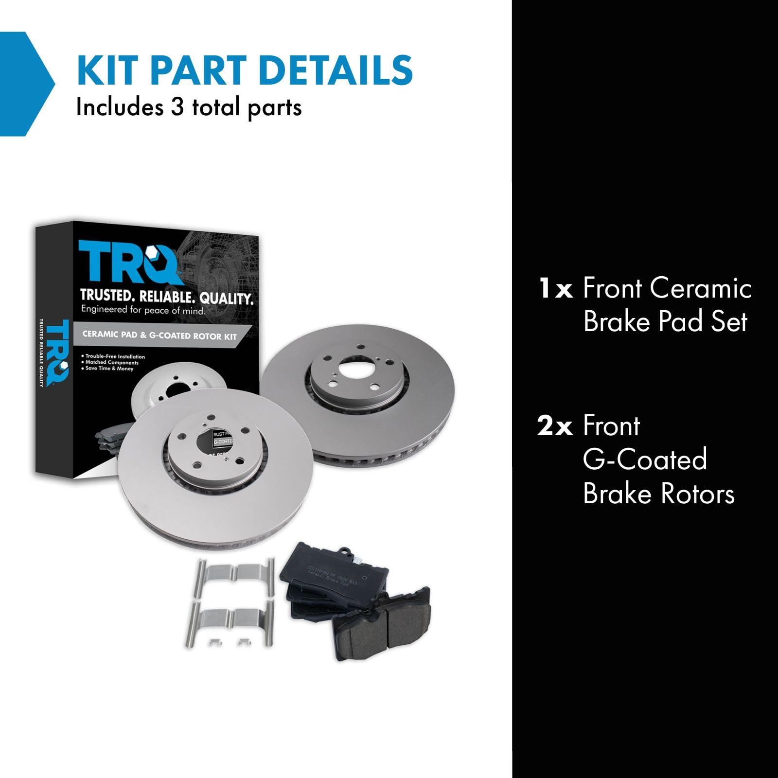 Trq Front Brake Pad & Rotor Kit Brake Pads Brake Rotor Ceramic Premium G-Coated Compatible With 2007-2011 Lexus Gs350 2006-2007