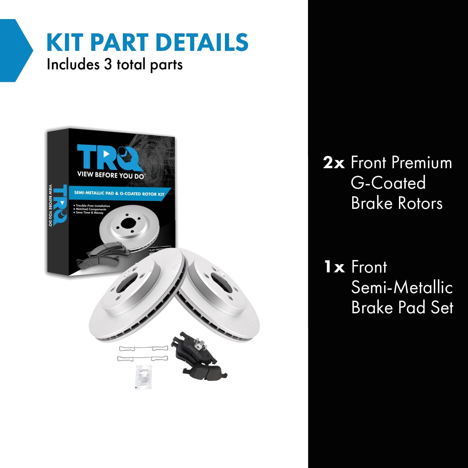 Trq Front Brake Pad & Rotor Kit Brake Pads Brake Rotor Semi-Metallic Premium G-Coated Compatible With 2002-2006 Mini Cooper