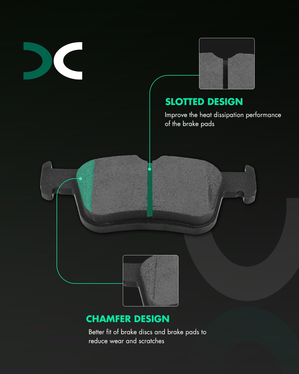 Scitoo D2102 Ceramic Brake Pads Sets Rear W/Hardware Replacement For Acura For Tlx 2021-2022,For Honda For Accord 2018-2022,For