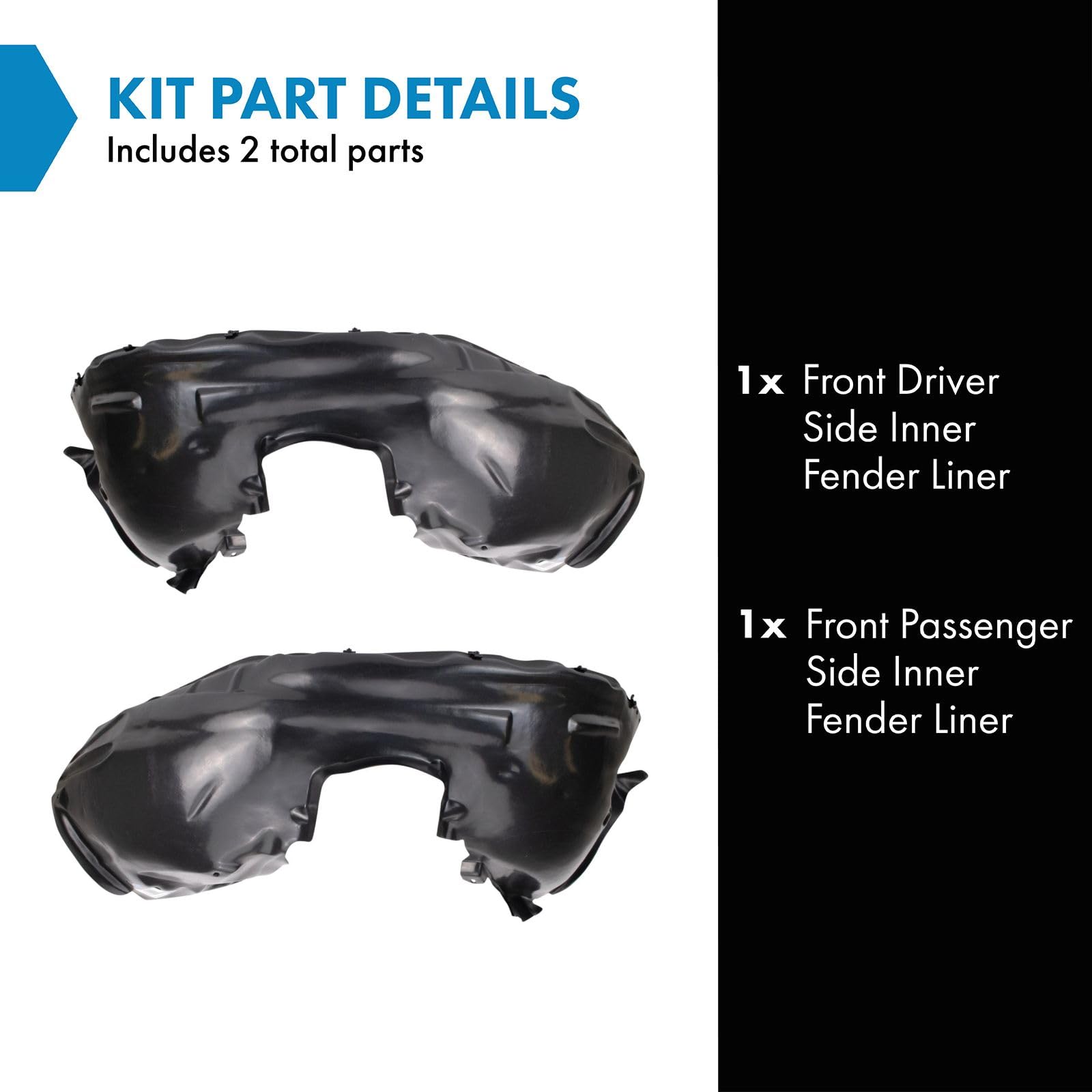 Trq Front Inner Fender Liner Set Compatible With 2010-2015 Volvo Xc60 Vo1248114 Vo1249114