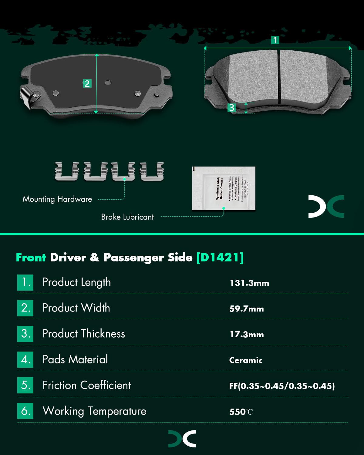 Scitoo D1421 D1275 Front Rear Ceramic Brake Pads Sets Fit For Chevrolet Equinox 2010-2017,For Gmc Terrain 2010-2017
