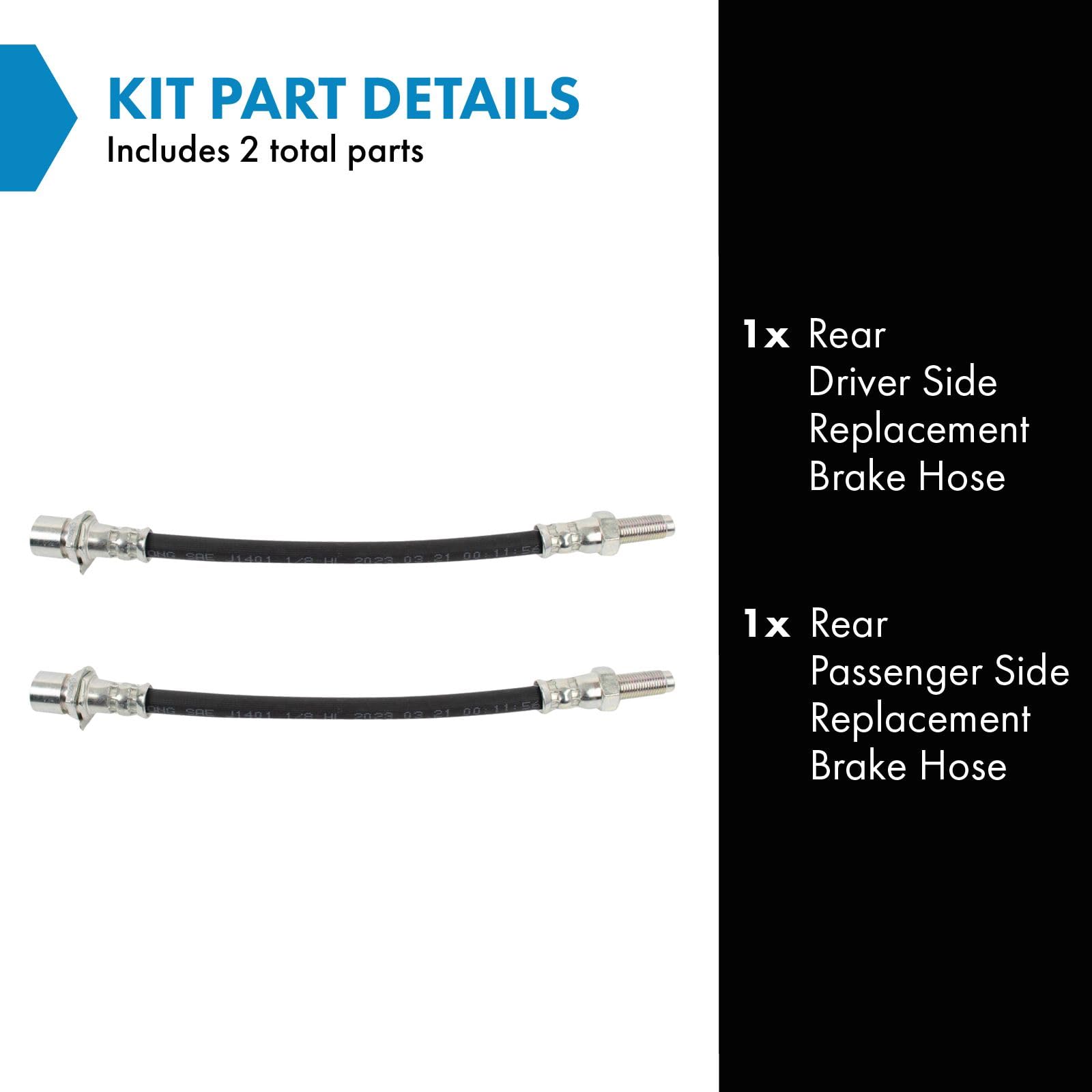 Trq Rear Brake Hose Set Compatible With 2005-2007 Ford Five Hundred Freestyle Mercury Montego