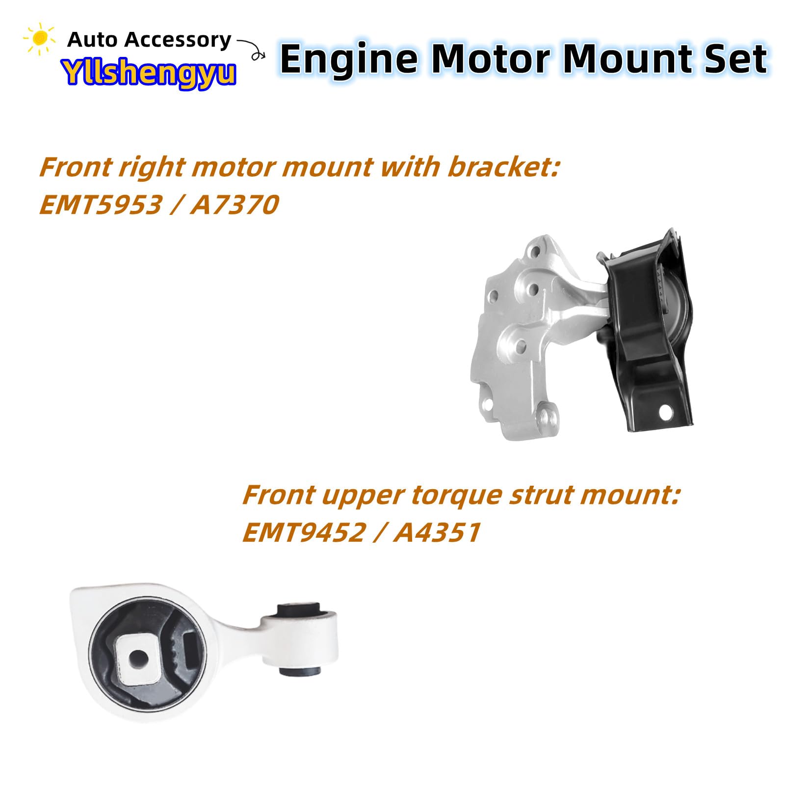 Yllshengyu 4Pcs Engine Motor Mount Kit Steel Compatible with Nissan Rogue 2008-2015 2.5L 2WD A7370 A7384 A4351 A