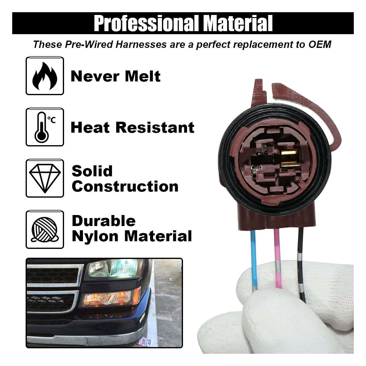 4Pcs 3156 3157 Pre-Wired Harness Sockets, Car Led Bulbs Socket Adapters, Bulb Pigtail Socket Plug Connectors For Turn Signal Bul