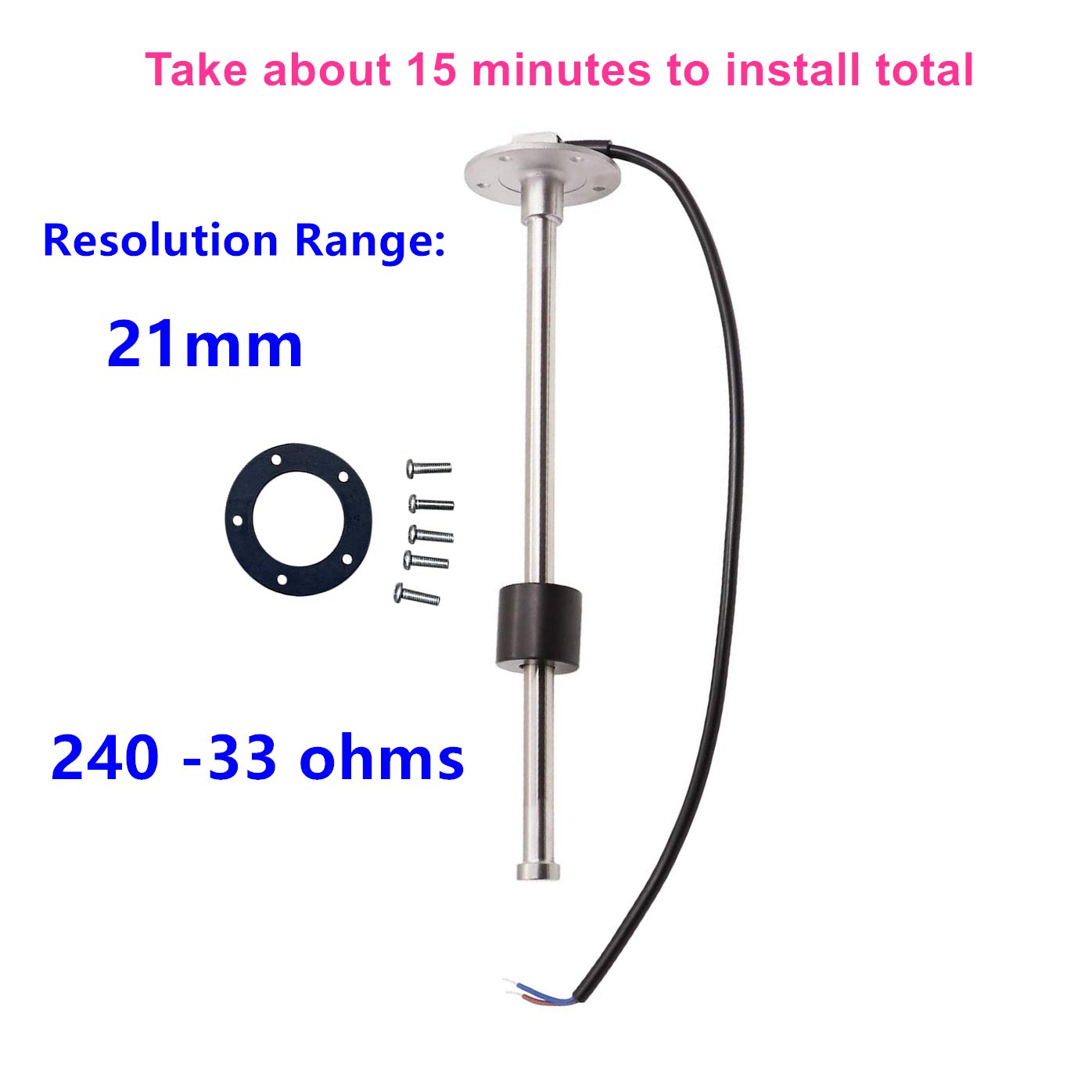 Aoditeck Marine Fuel Sending Unit For Boat Truck Car Vehicle Fuel Tank Sending Unit Fuel Level Sending Unit Gas Water Tank Sender Fuel Gauge Sending Unit Fuel Water Level Sensor 240-33 Ohms 13.5'