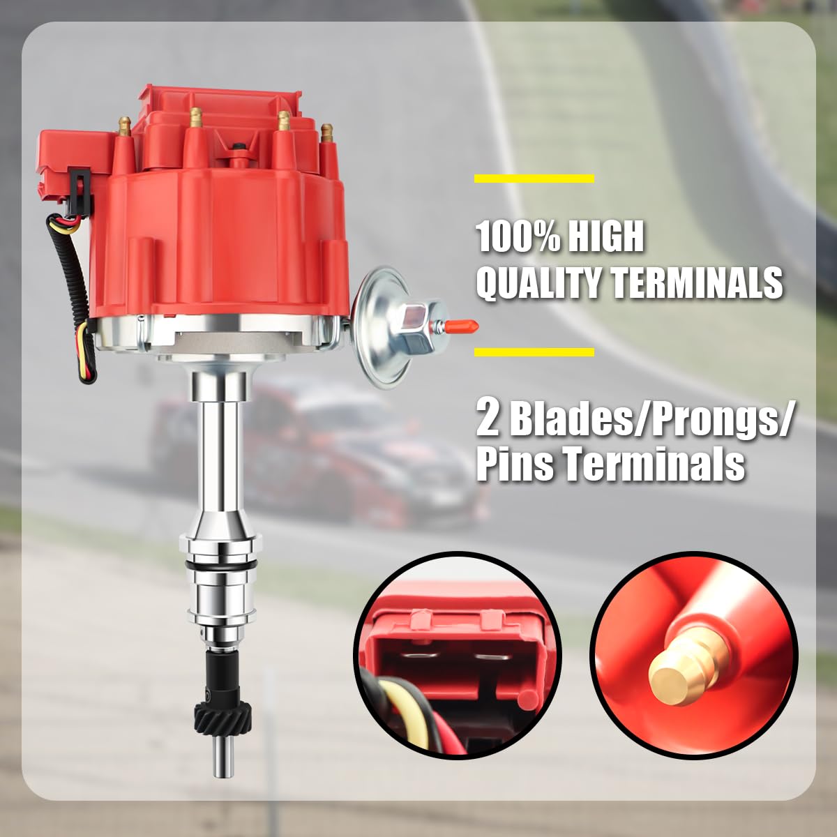 MAS Premium HEI Ignition Distributor 65K Volt with Performance Spark Plug Wires & Free Pigtail Battery Wiring Harness Compatible