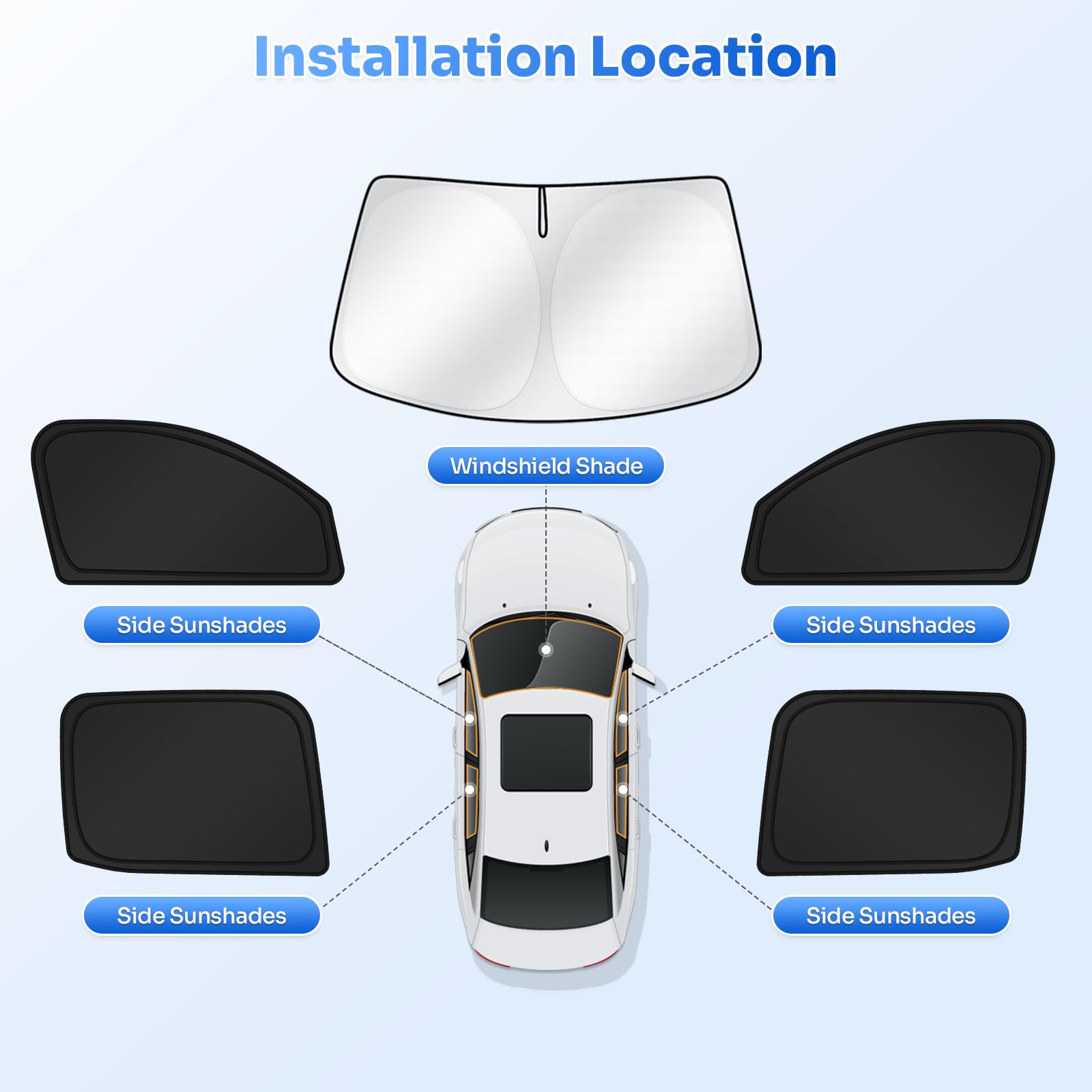 Canvcle Sunshades For 2022-2025 Ford Maverick Accessories Windshield Sun Shade Side Rear Window Shade Cover Sun Visor Shield Pri