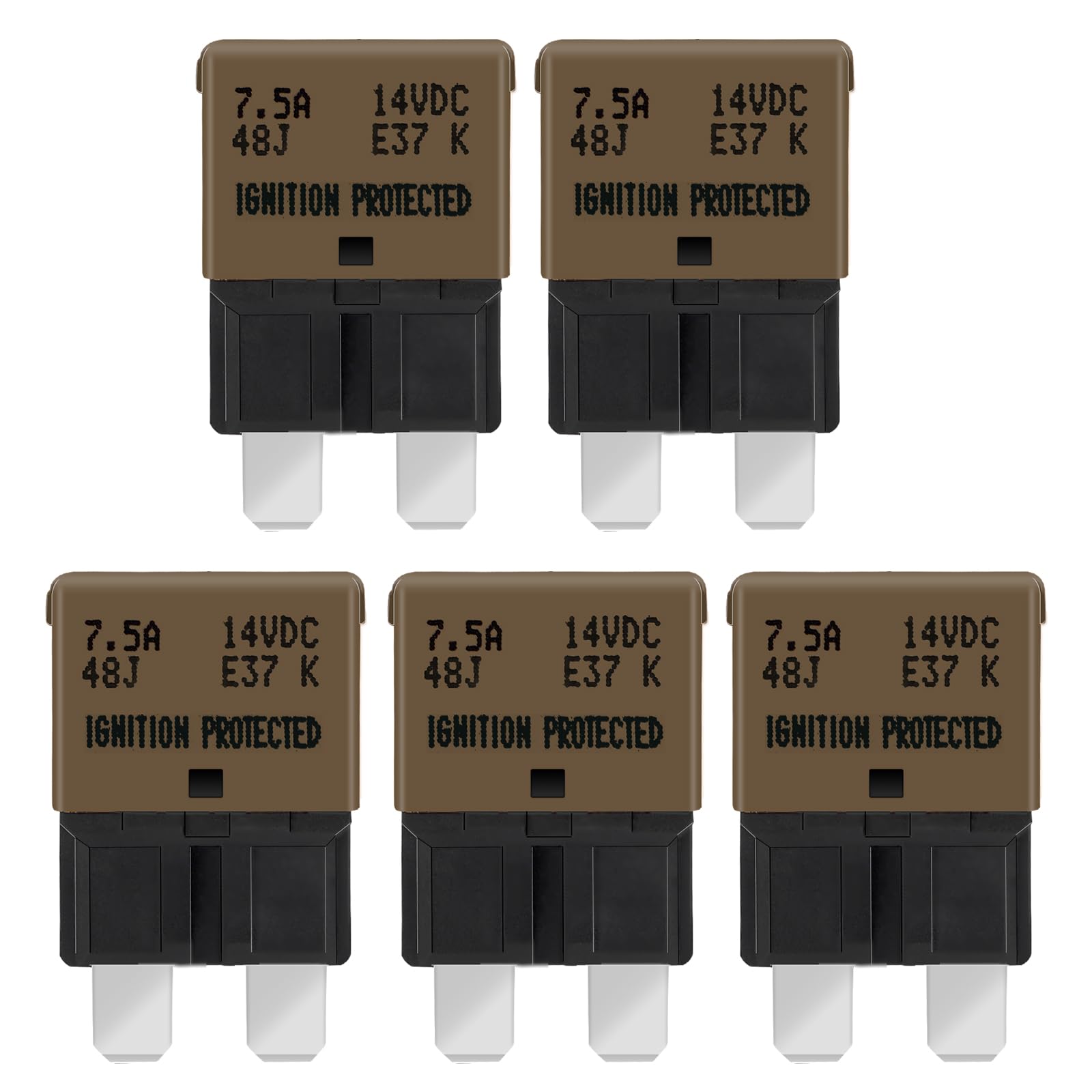 Gloso Circuit Breakers E37 Auto (T1) Reset Low Profile Atc/Ato - (7.5A - 5 Pack)