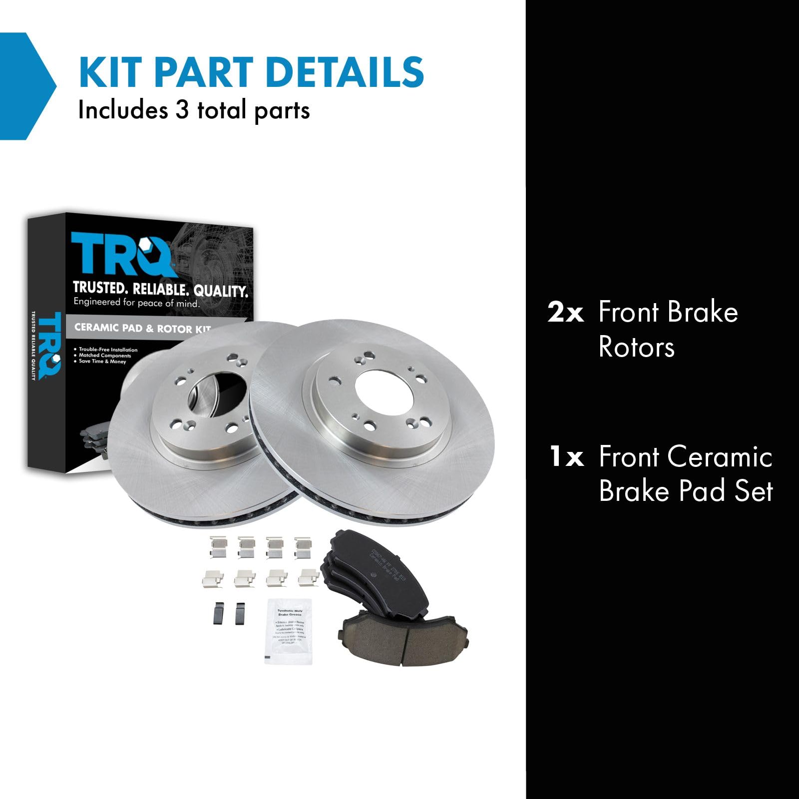 Trq Front Brake Pad & Rotor Kit Brake Pads Brake Rotor Ceramic Compatible With 2004-2011 Mitsubishi Endeavor