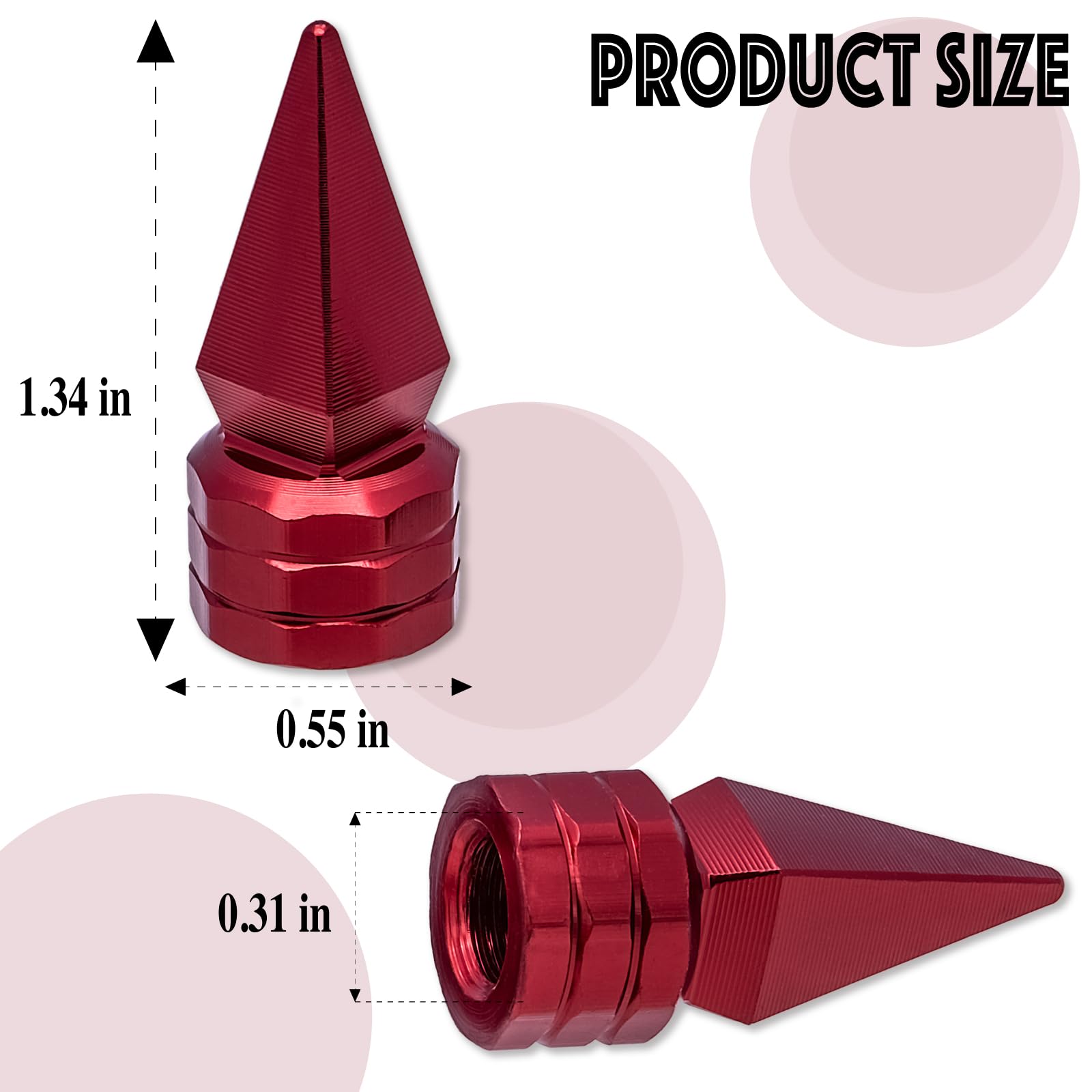 Meajoo 8Pcs Spiked Shape Tire Valve Stem Caps, Aluminum Alloy Spike Wheel Tire Valve Stem, Universal Dustproof Waterproof Air Ca