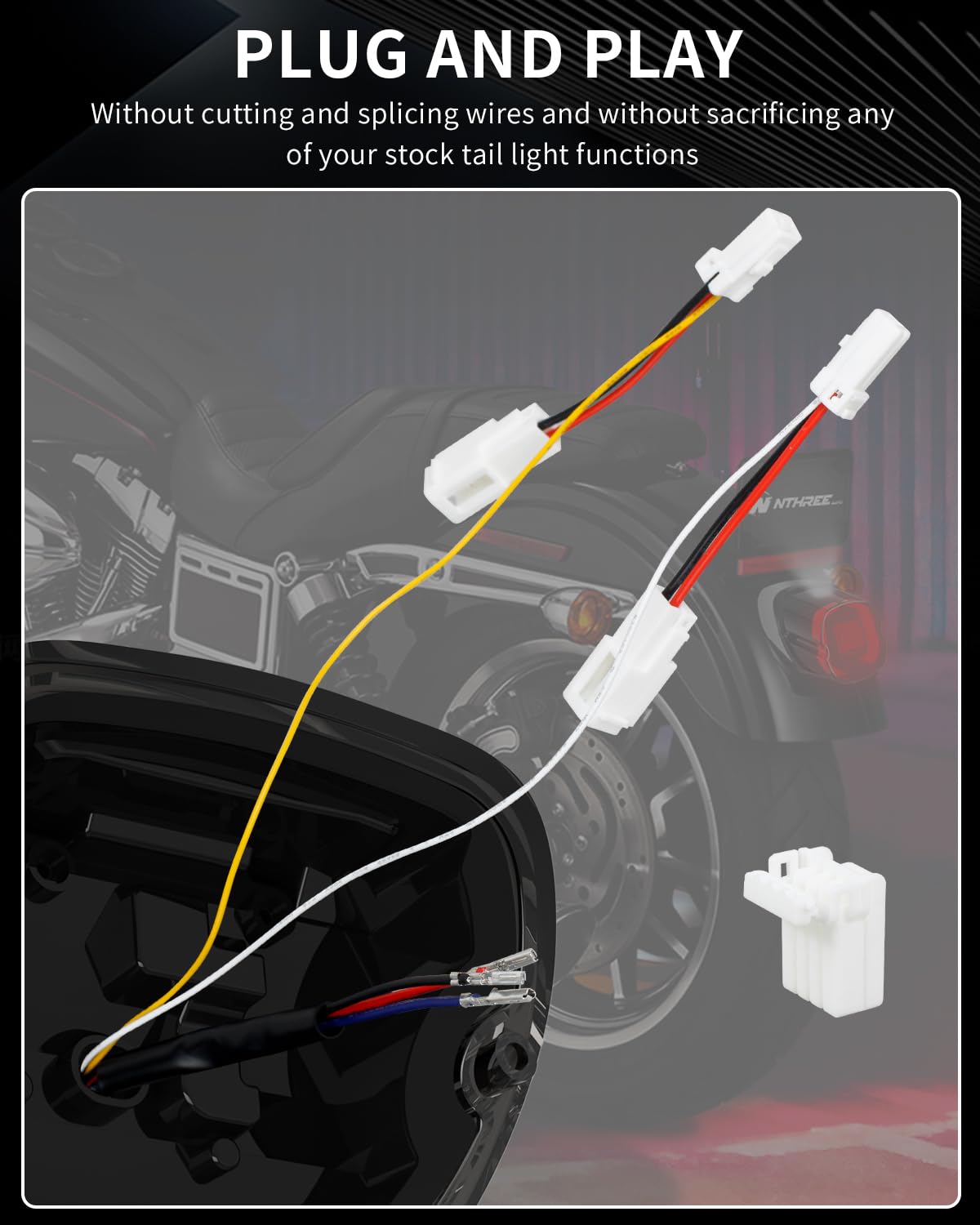 NTHREEAUTO Smoked LED Strobe Brake Tail Light Rear Turn Signals Taillight Compatible with Harley Dyna Road King Electra Glide Sp