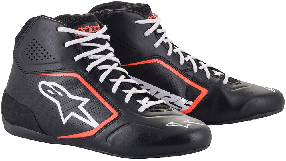 Alpinestars TECH-1 K START V2 SHOES - BLK WHT RED FLU - 7.5
