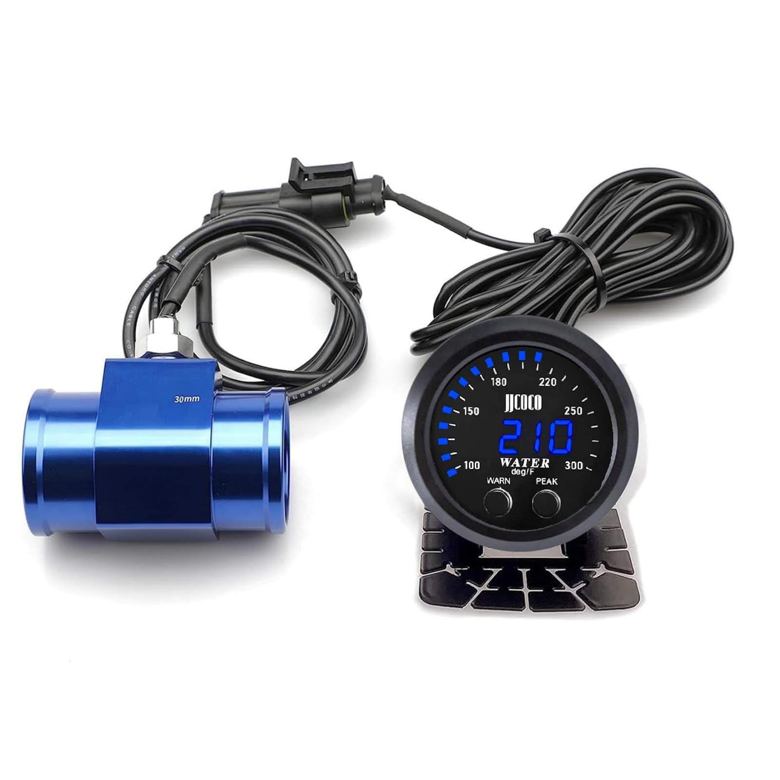 ZHSYMX Universal 52mm Water Temperature Gauge 100-300F(38-150C) Electronic Blue Digital LED DC12V/24V for Car Automotive with Jo