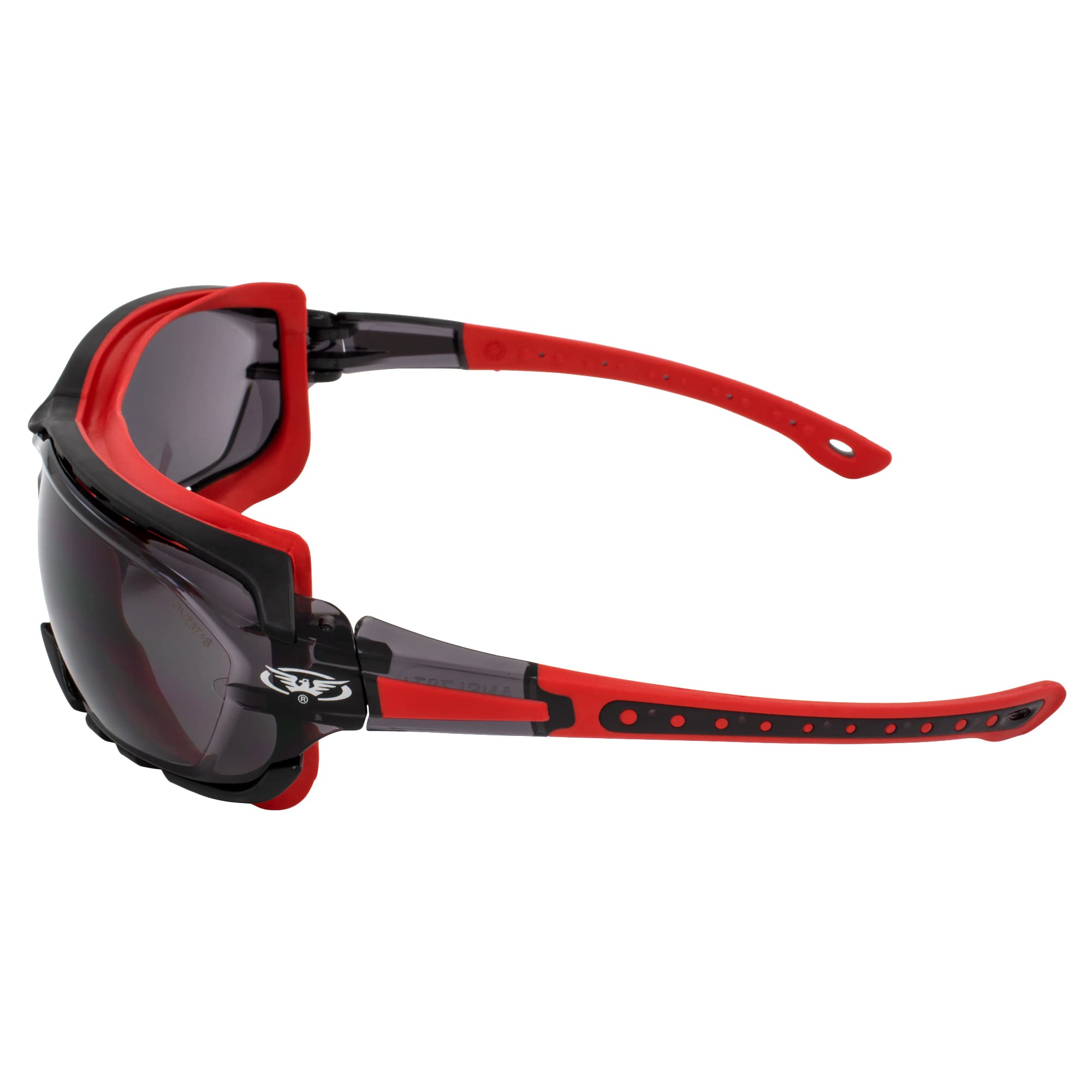 Global Vision Octane Anti-Fog Sport Motorcycle Sunglasses Red Frame W/Smoke Lenses (Red)