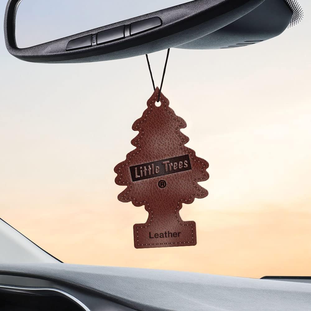 Little Trees Car Air Freshener | Hanging Paper Tree For Home Or Car | Leather Scent | 3 Pack