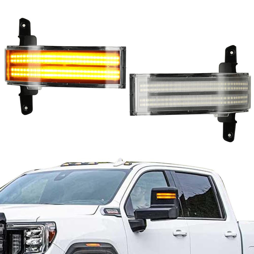 Roccs Blinker Yellow Full Led Side Tow Mirror Marker Light Fit For 3Rd Generation Chevy Silverado / 4Th Generation Gmc Sierra 20