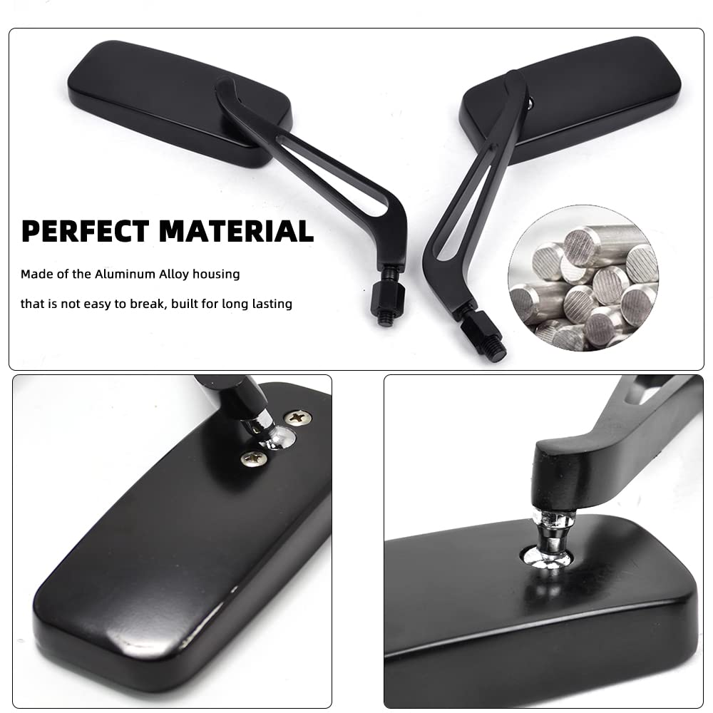 Goodfitment - Black Rectangle Shape Motorcycle Mirrors,Upgrade Rearview Motorcycle Mirrors Compatible With Most Motorcycle Model