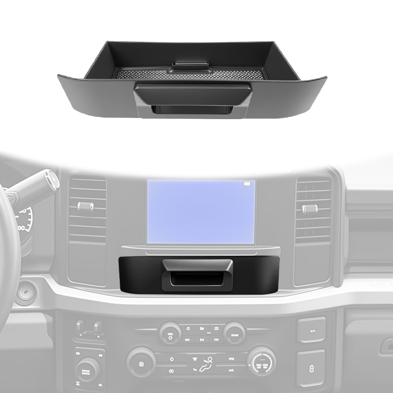 HUYINPJ 8  Screen Drawer Organizer Compatible with 2023-2025 Ford Super Duty XL F250 F350 F450 F550 Center Console Organizer Sto