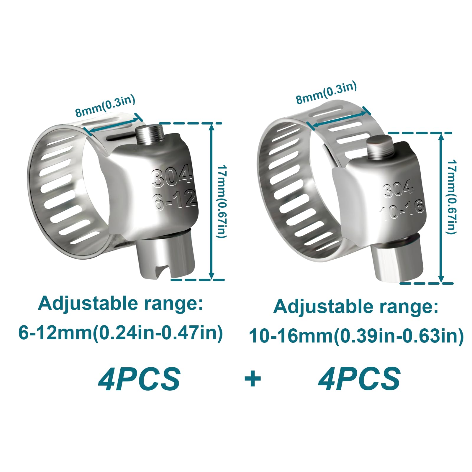 Housun Fuel Line 3/16 1/4 Inch Id, Fuel Hose 5Ft 300Psi High-Pressure With 8 Clamps., J30R7 Fuel Line Hose Nbr.