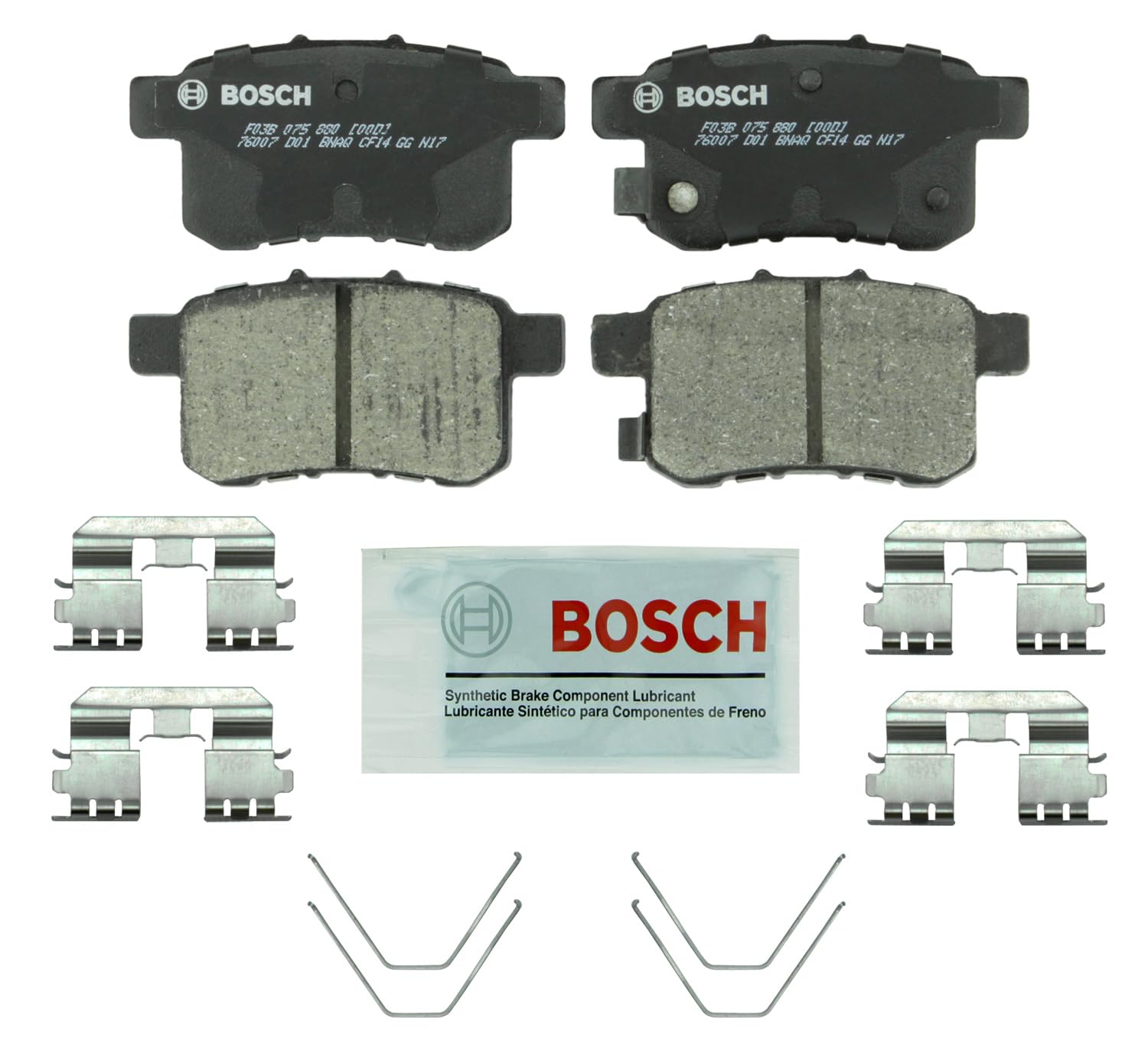 Bosch Bc1451 Quietcast Premium Ceramic Disc Brake Pad Set - Compatible With Select Acura Tsx; Honda Accord; Rear