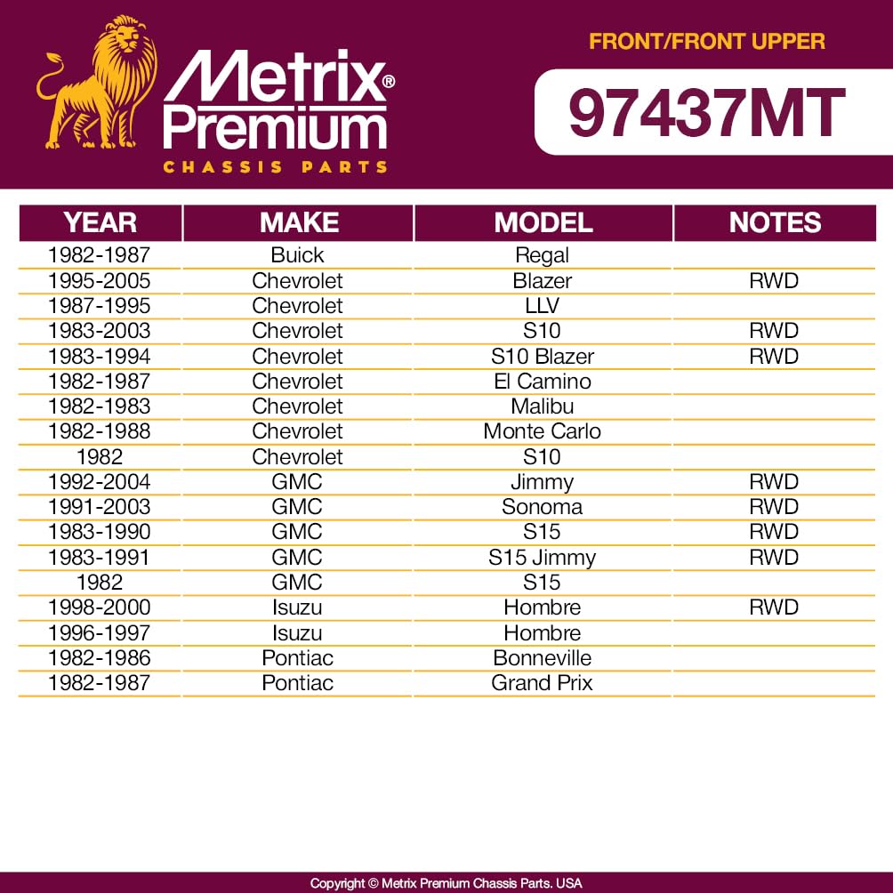 Metrix Premium Chassis Parts - 4 Pc Front L/R Upper Control Arm & Front Sway Bar Stabilizer End Link Kit Fits 82-87 Buick Regal,