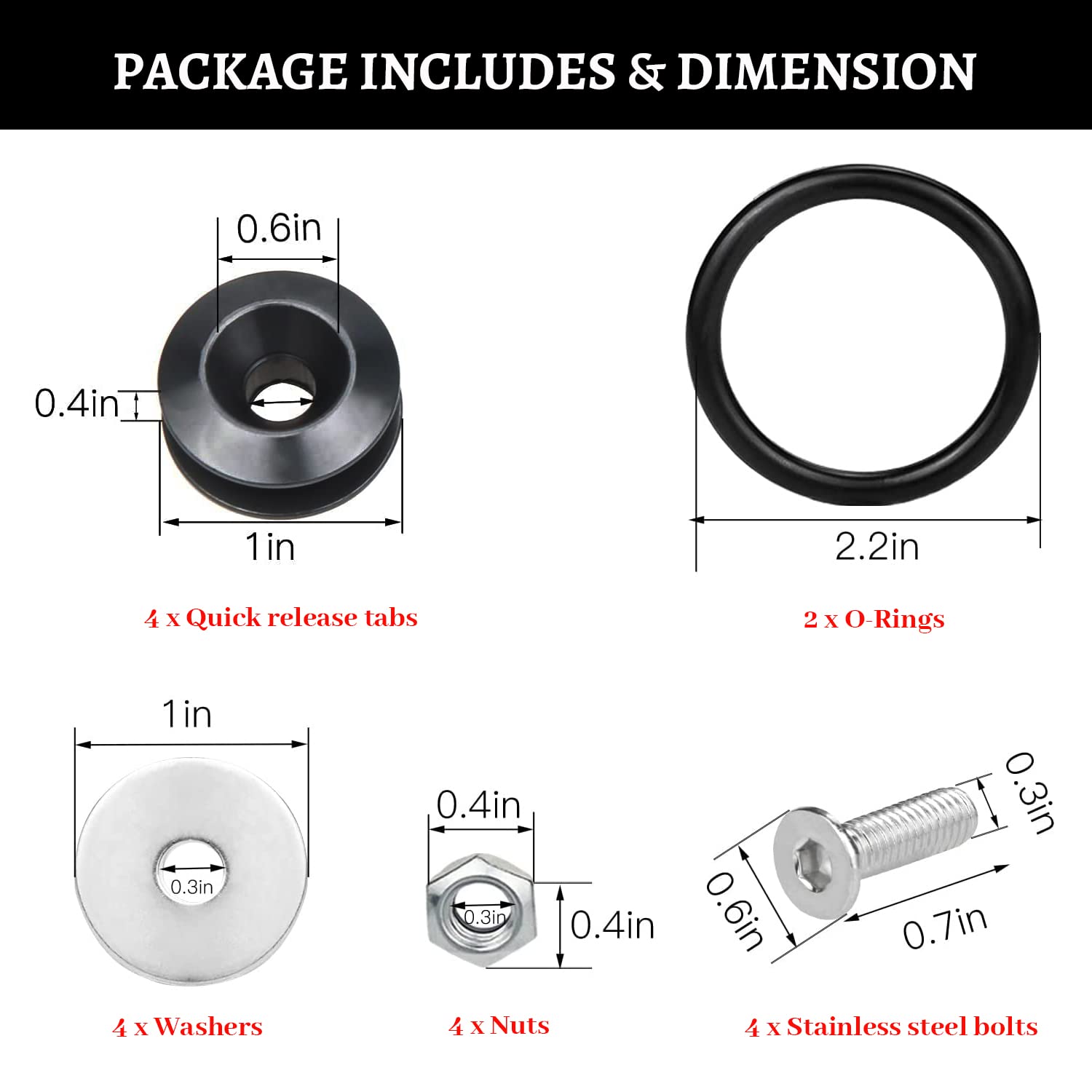 Ouzorp Bumper Trunk Quick Release Fastener Kit - Black Front & Rear Bumper Accessories