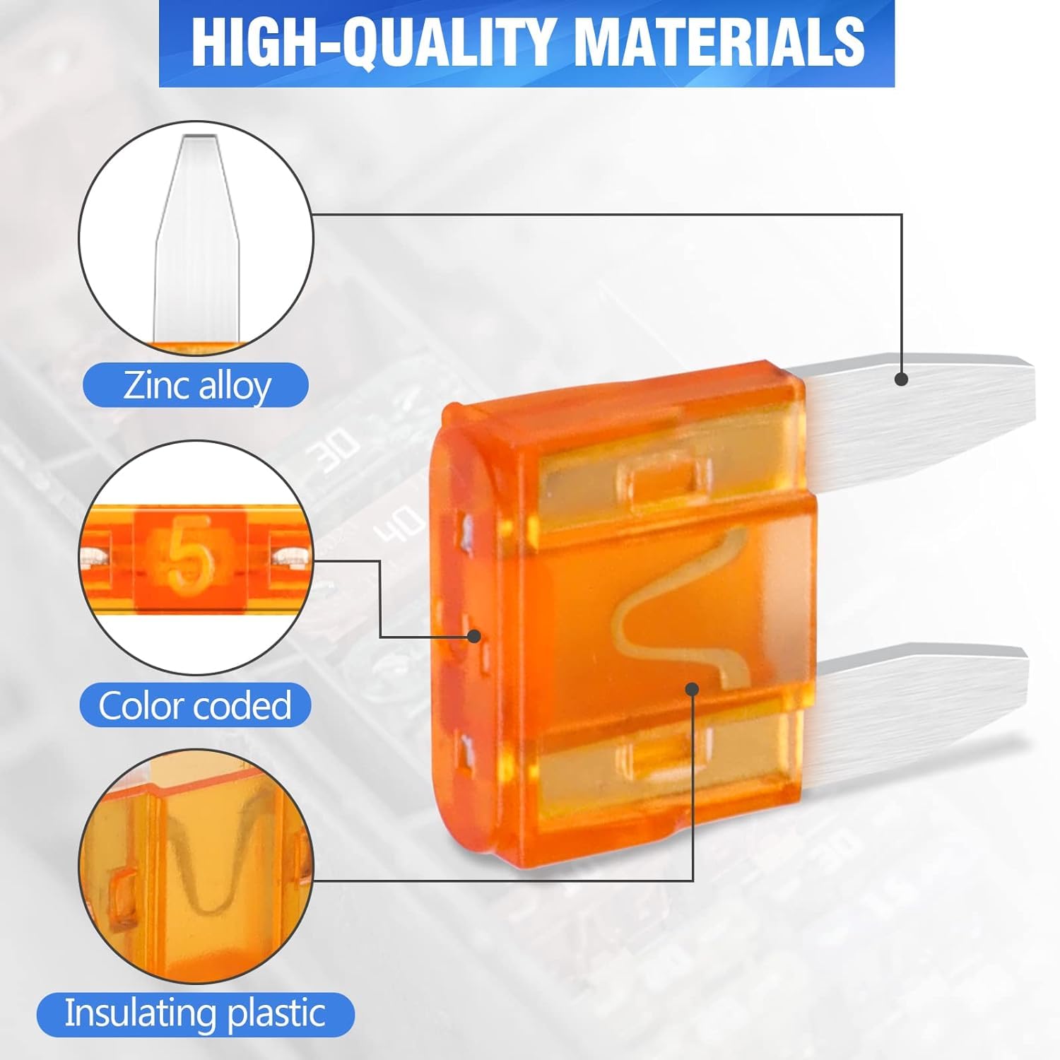 75 Pcs 5Amp Mini Fuse, 5 A Mini Car Blade Automotive Fuses for Car RV Truck SUV Motorcycle Boat