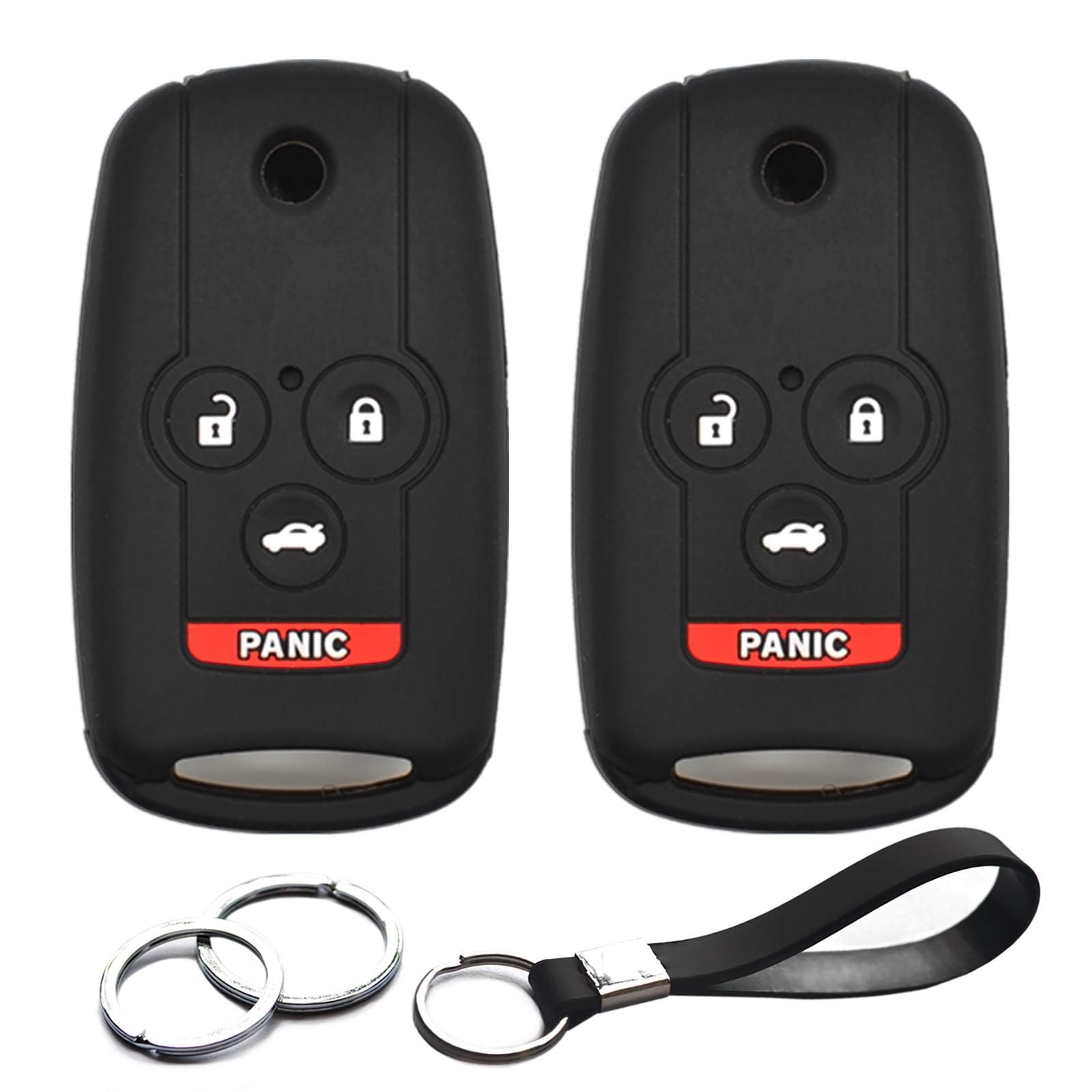 Infipar 2Pcs Compatible With Acura Tl Tsx Zdx Honda Accord Flip 4 Buttons Key Fob Cover Case Key Chain Protector Shell Holder