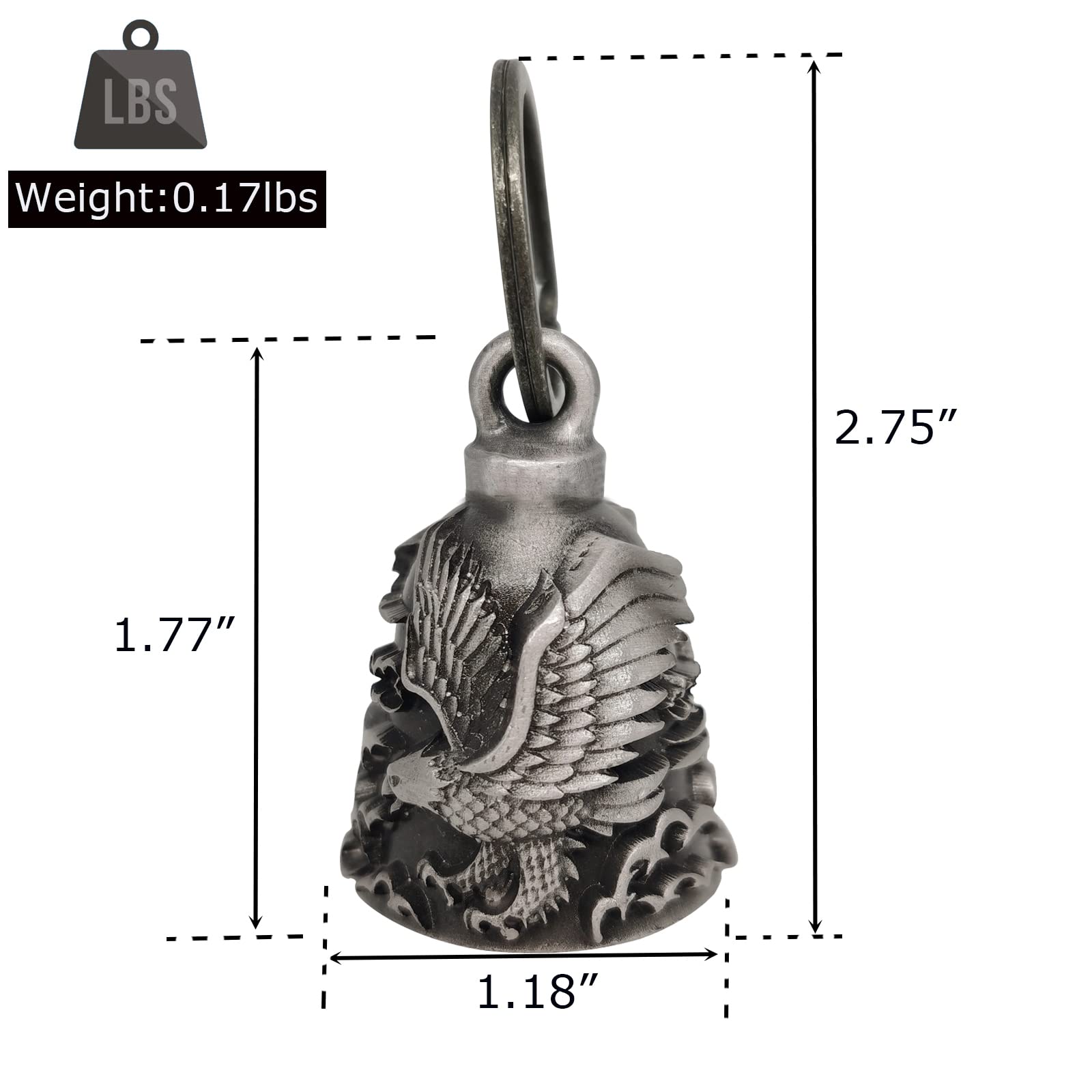 Dream Apparel Motorcycle Ride Bell For Bikers,Heavy Spirit Bells Accessory And Key Chain For Luck (Dbl5-L Eagle)