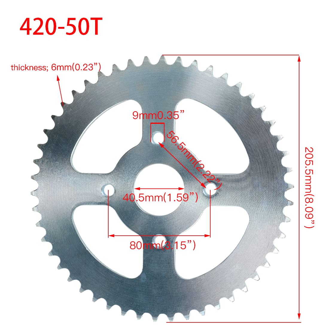 YOXUFA 420 Chain 50T Tooth 40mm Rear Drive Sprocket for Coleman BT200X CT200U Trail 200 CT200U-EX Baja Warrior Heat Massimo MB16