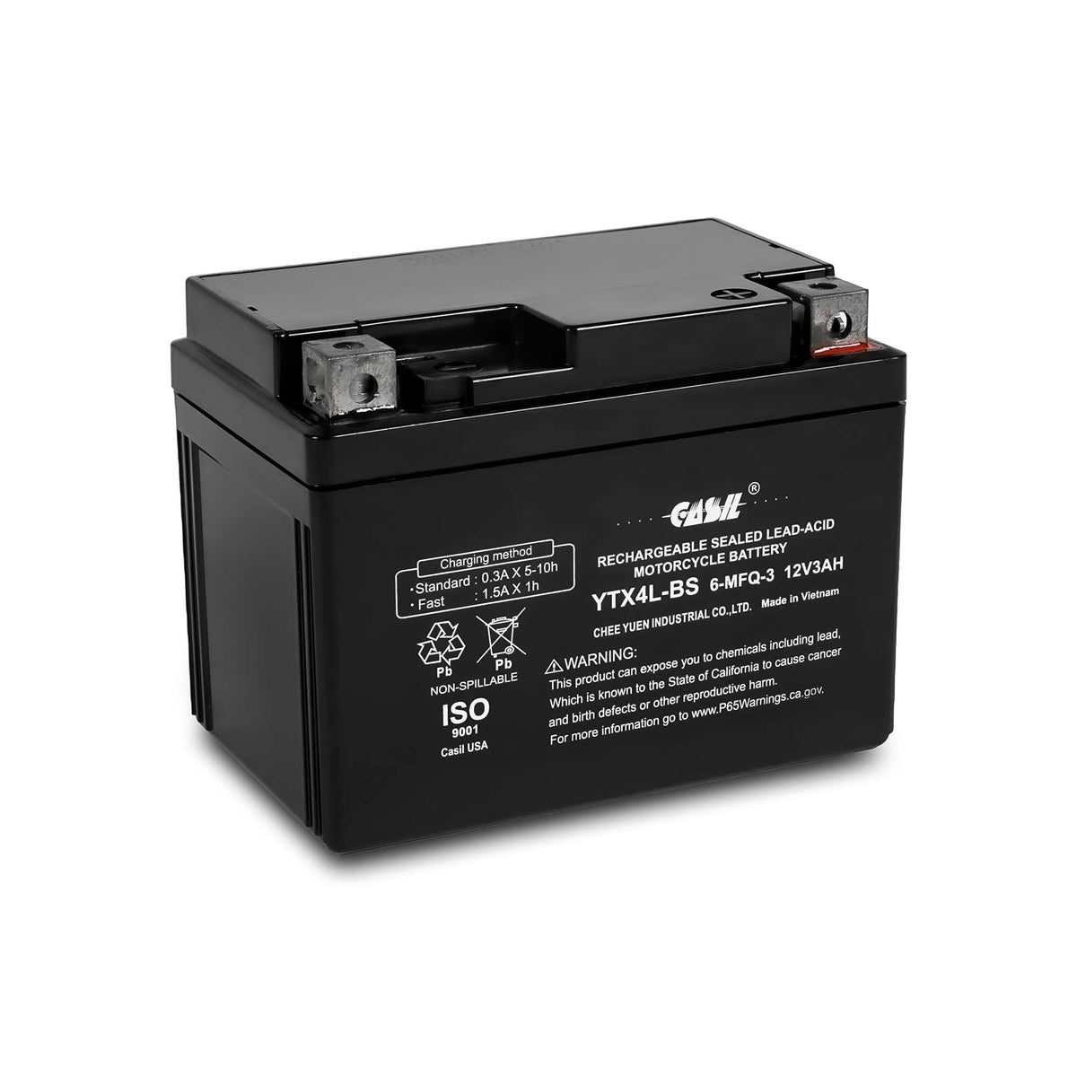 Casil Ytx7L-Bs Battery - 12V 6Ah 100 Cca - Atv Battery High Performance - Maintenance Free - Sealed Agm Ytx7L-Bs Motorcycle Batt