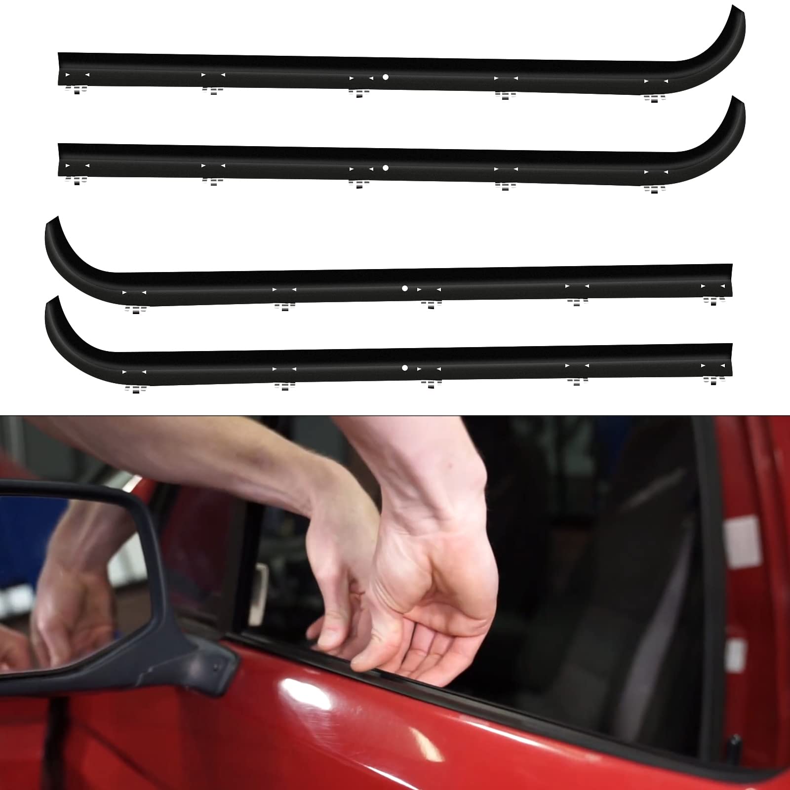 Aclong Front Inner & Outer Window Molding Sweep Felt Trim Seal Weatherstrip Kit Compatible With Ford F-150 F-250 F-350 Bronco 19