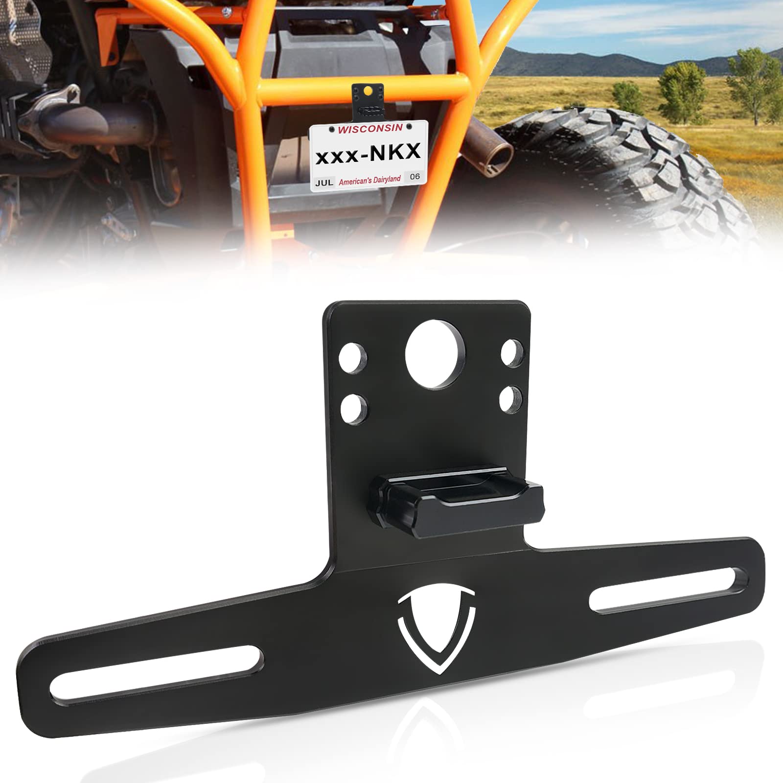 Starknightmt Atv Utv License Plate Holder With Light, Aluminum Utv License Plate Frame Compatible With Polaris Rzr Ranger Sportsman Marverick X3 Renegade Ds Trailer Truck Rv Boat Golf Cart Snowmobile