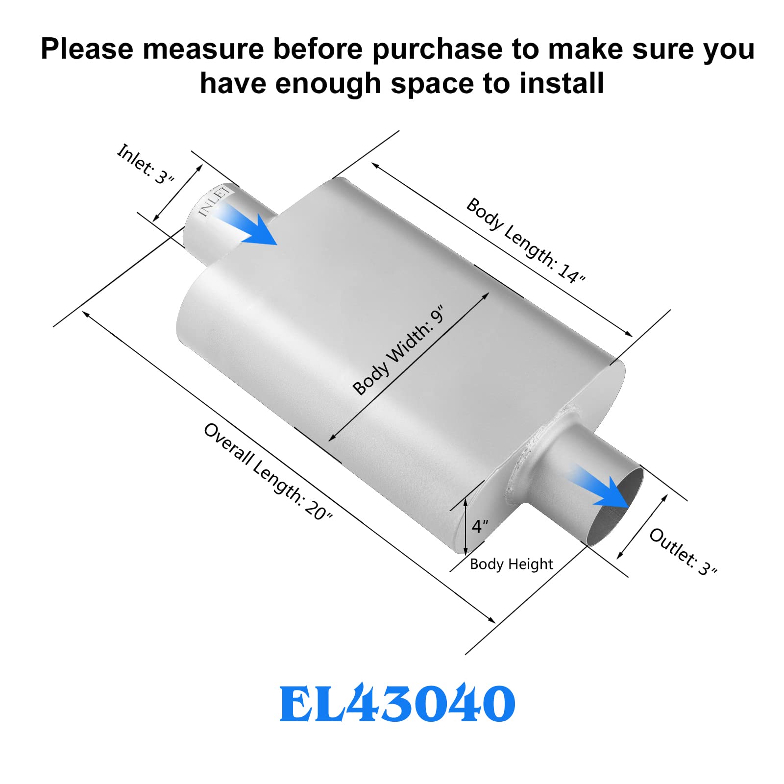 Universal Exhaust Muffler With Aggressive Sound, Anti-Corrosive Muffler, Chamber Performance Mufflers For Cars, Trucks (Center I