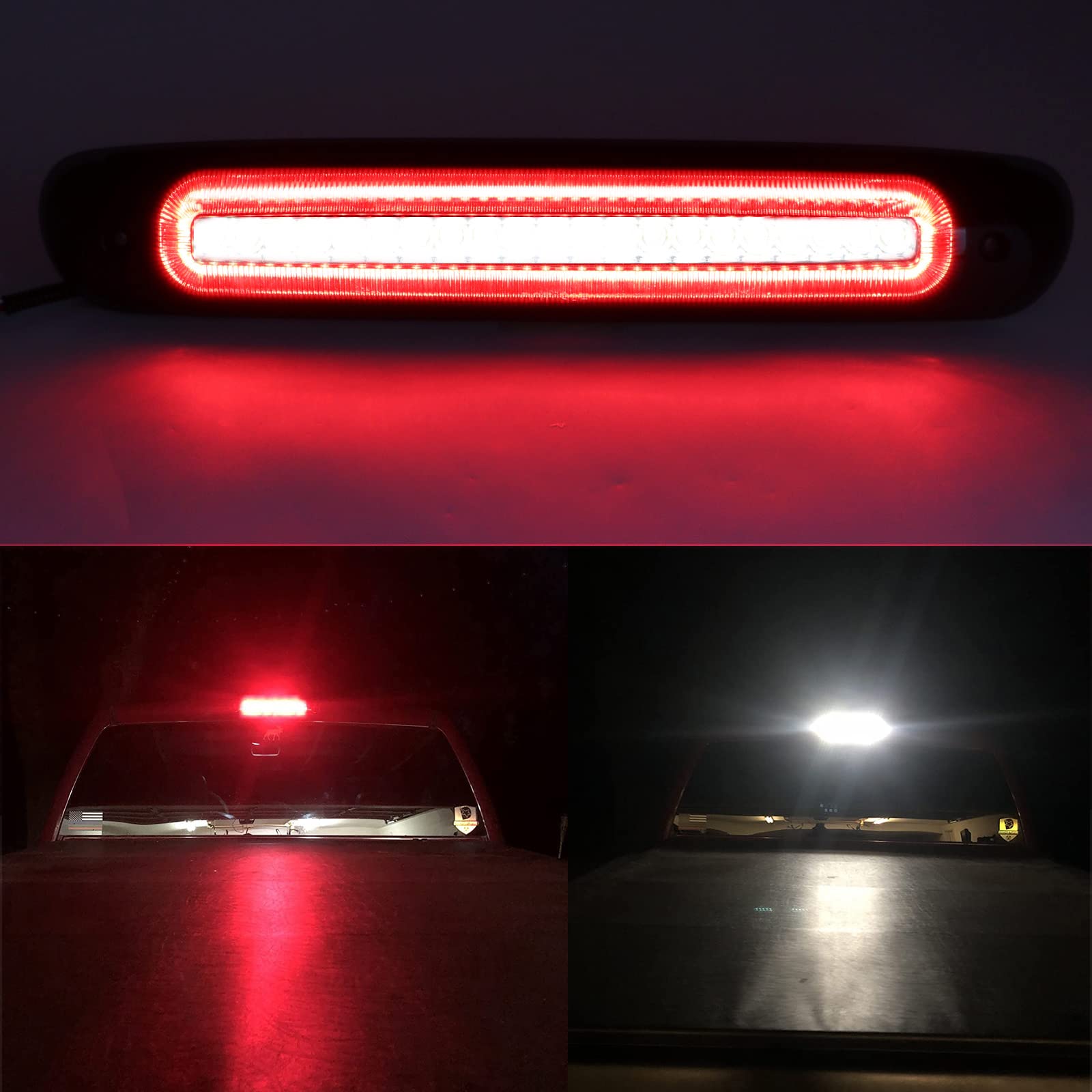 R&F Auto Smoked Lens F1 Style Strobe Led Third Brake Light Compatible With Silverado/Sierra 1500 2500Hd 3500Hd (2007-2013) Roof Cargo Lights Pickup Truck High Mount Stop Lamp, Replace Oem# 25890530