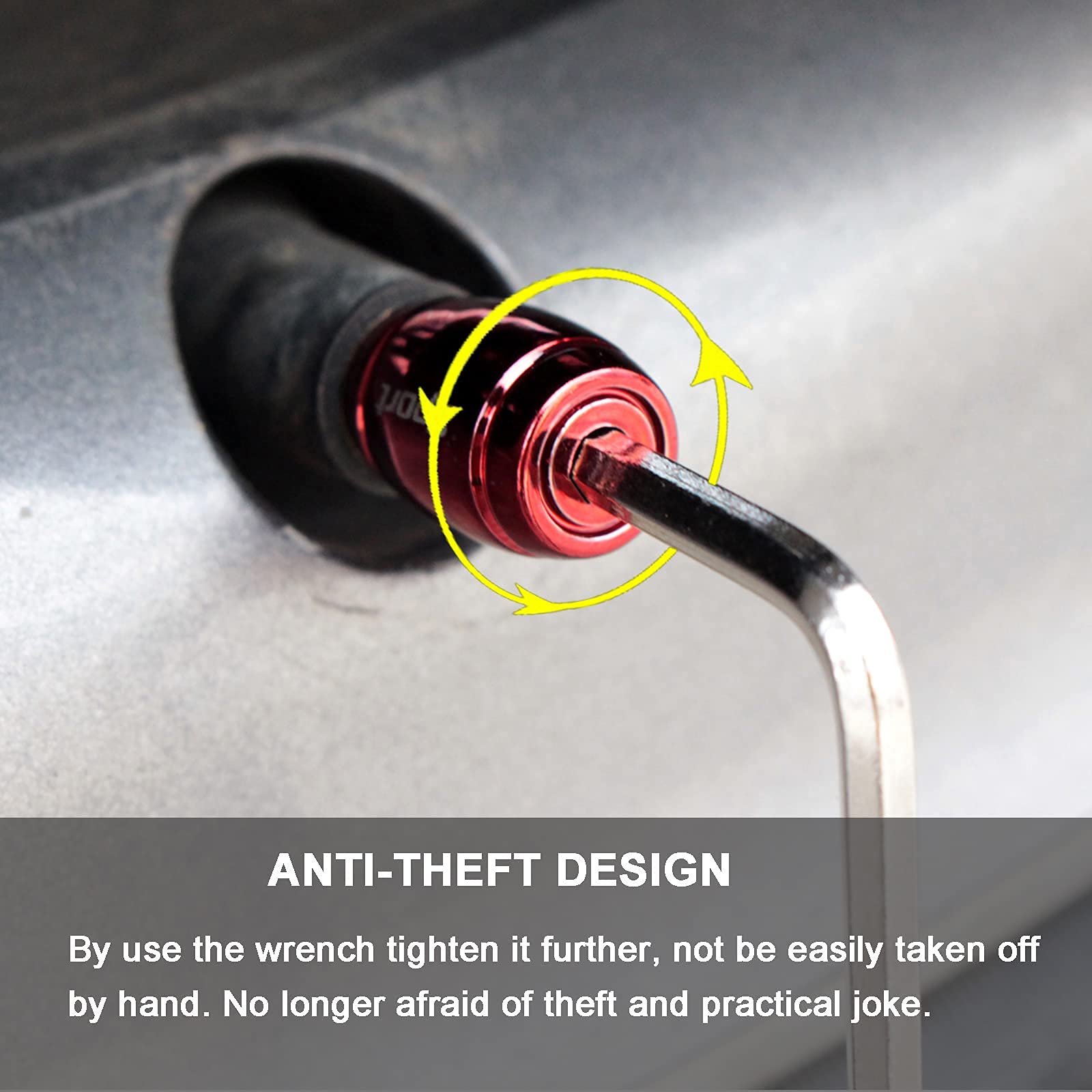 Dsycar Locking Valve Stem Caps Red (8 Pack), Anti Theft Tire Caps With Rubber Ring Tire Wheel Rim Dust Cover Fits Cars, Trucks, Bikes, Motorcycles, Bicycles (8 Pack/Red)