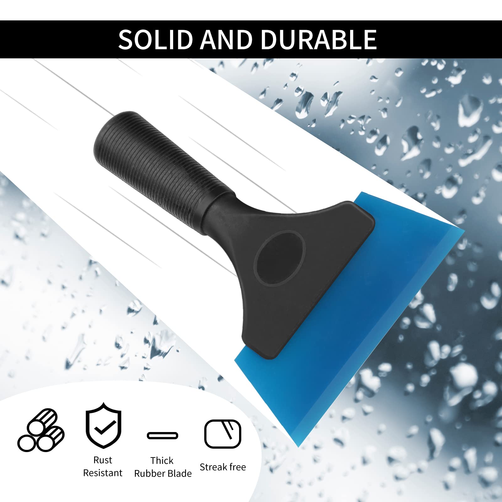 Auszuoi Window Tint Squeegee(3-Pack),Auto Water Blade, Water Wiper,Wrubber Squeegee 5 Inch,With No-Slip Handle, For Car Windshield Window, Mirror, Glass Door(Blue+Green+Red)
