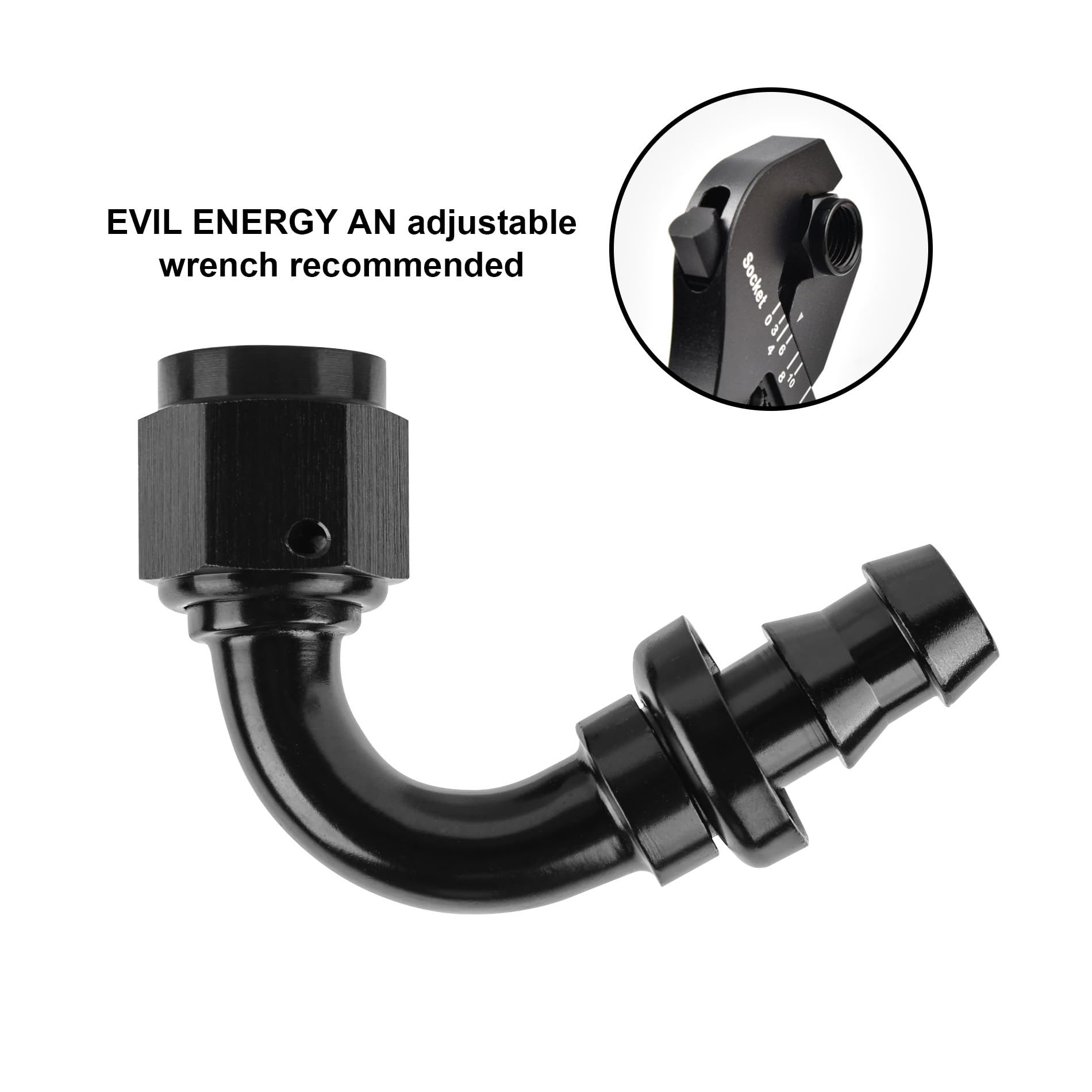 Evil Energy 10An 120 Degree Push Lock Hose Fitting End Black