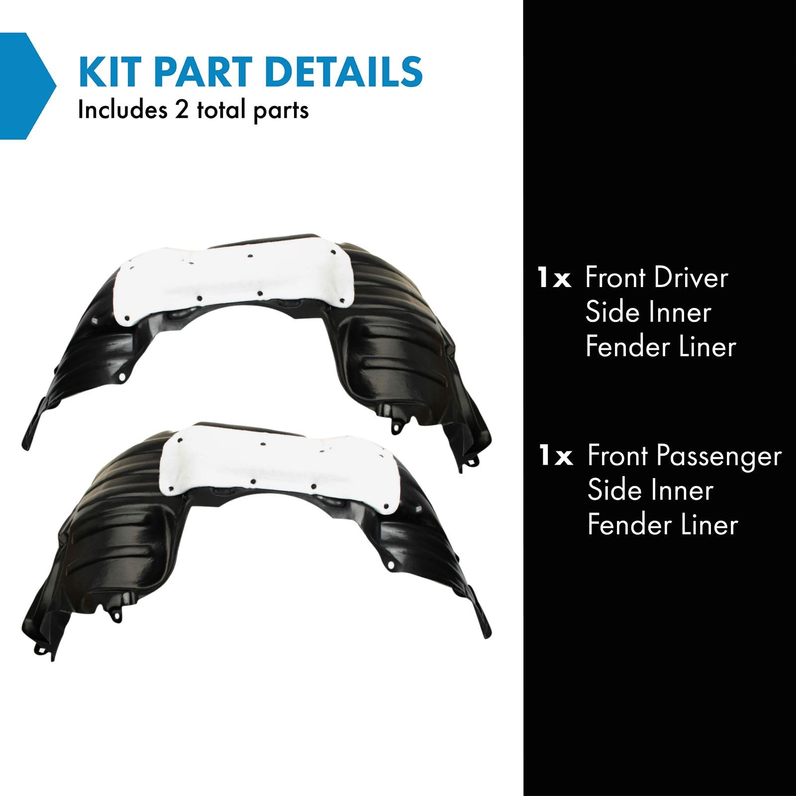 Trq Front Inner Fender Liner Set Compatible With 2011-2014 Toyota Sienna To1248163 To1249163 To1249203