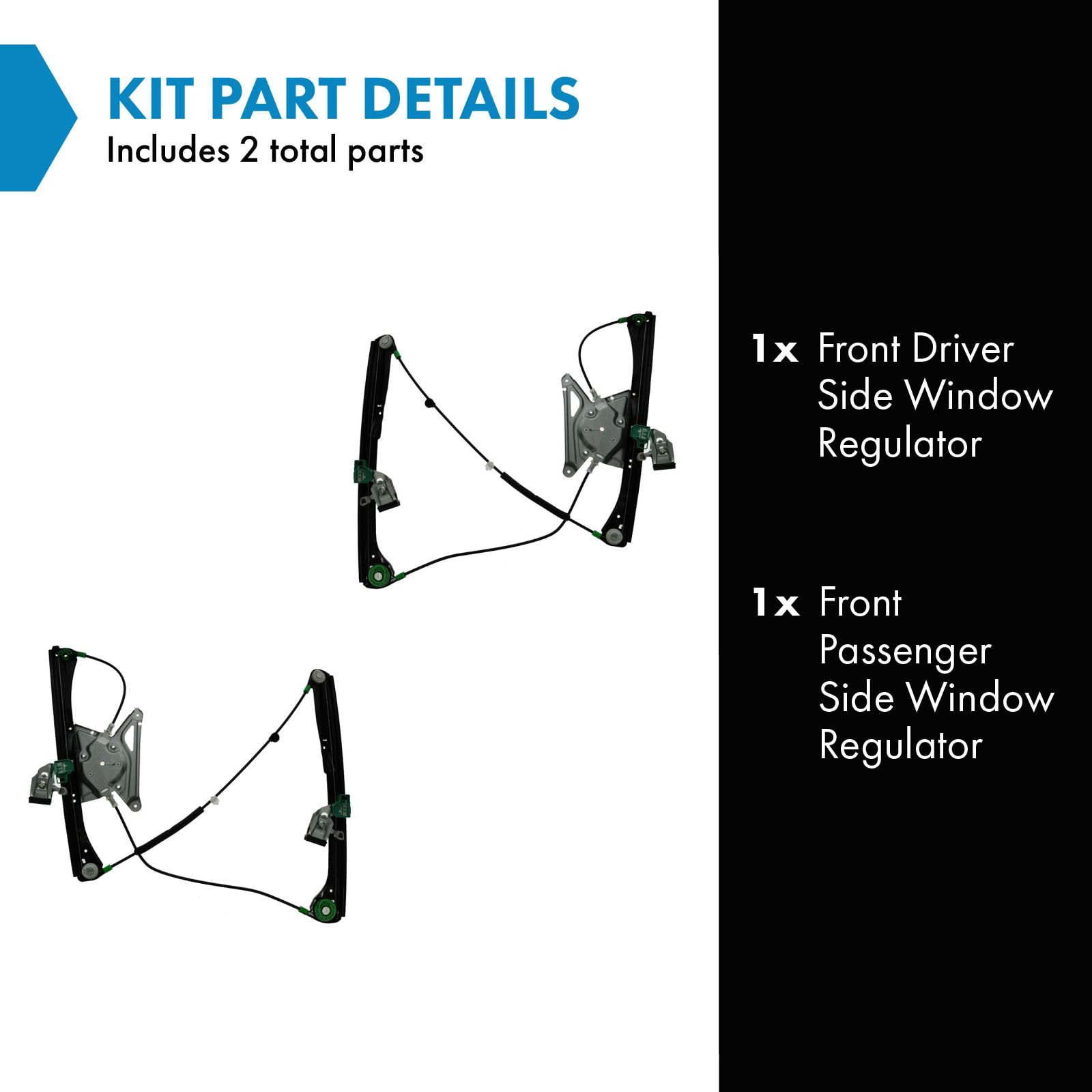 Trq Front Power Window Regulator Set Compatible With 1996-2001 Audi A4 A4 Quattro 2000-2002 S4