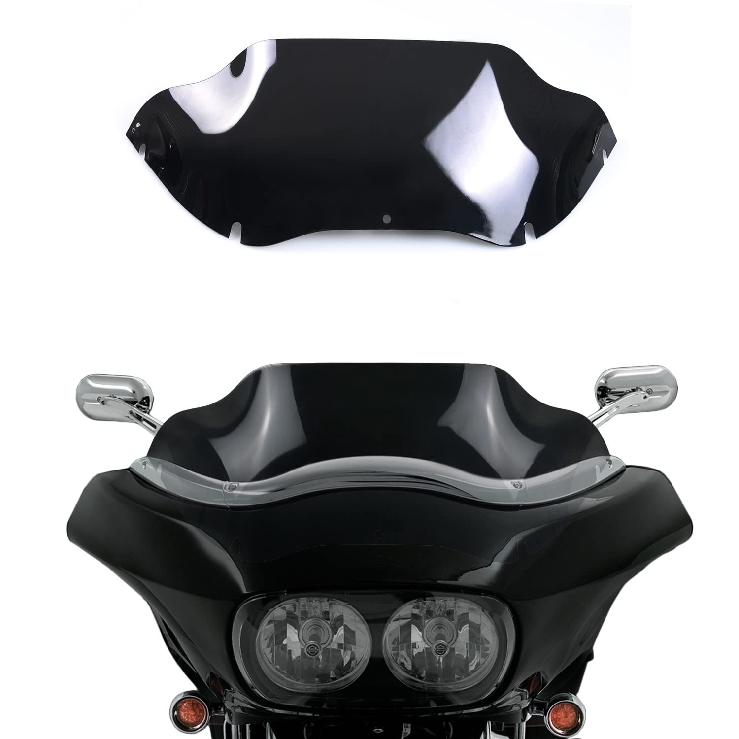 WYNMOTO 9.5'' Black Windshield Windscreen Wind Splitter Compatible for 98-13 Harley Davidson Touring Road Glide FLTR 1998-2013 (
