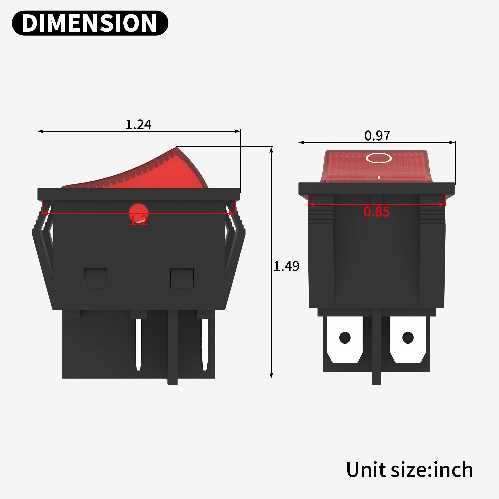 30 Volt Rocker Switch Daiertek 12V 30A Rocker Switch 4 Pin Red Led Lighted Rocker Toggle Swi ...