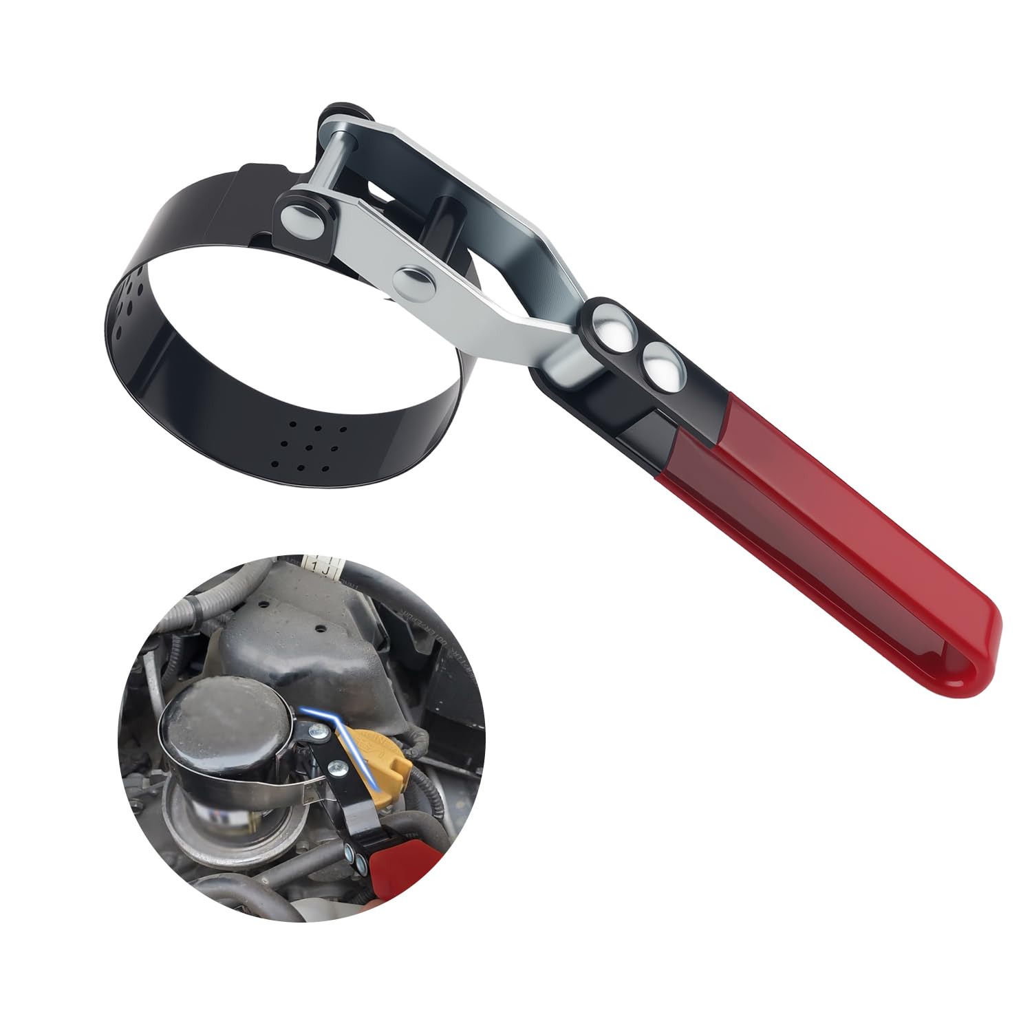 VKQTS Small Oil Filter Wrench Adjustable 2-3/8 to 2-3/4,180 Rotatable Oil Filter Removal Tool with Non-Slip Handle,Professional 