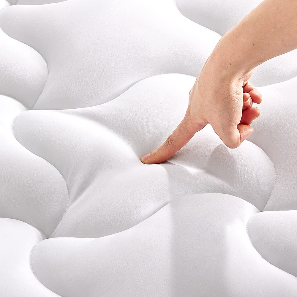 Sleep Zone Cooling Mattress Topper Full Size Mattress Pad, Quilted Fitted Mattress Cover, Machine Washable, Soft Fluffy Down Alt