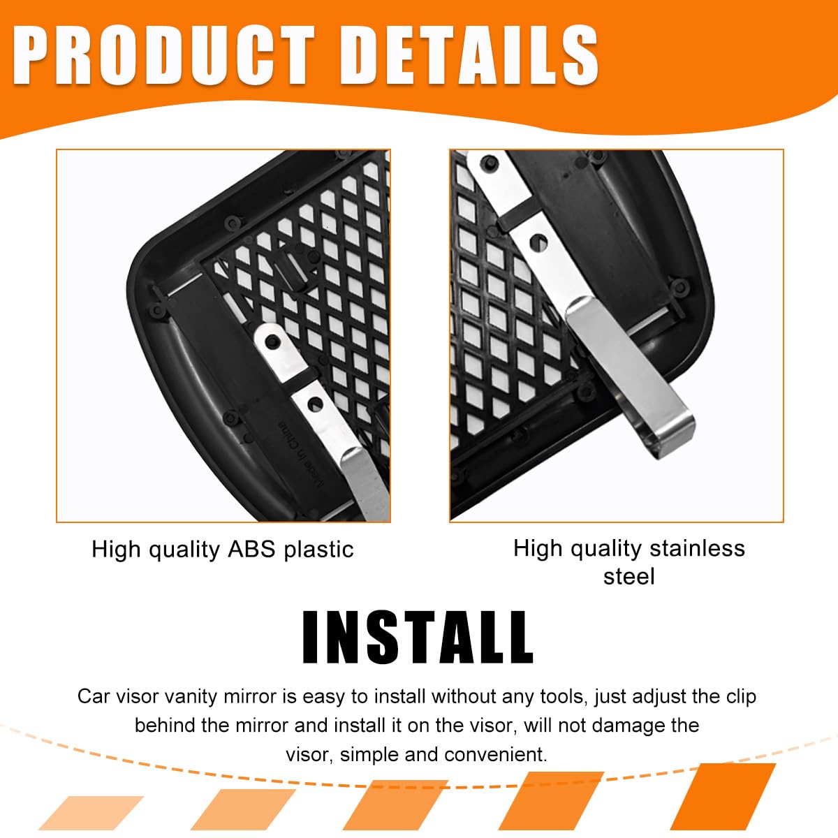 Povtii 2Pcs Car Sun Visor Vanity Mirror, Clip-On Automotive Makeup Sun-Shading Mirror, Vehicle Sun Visor Cosmetic Vanity Mirror