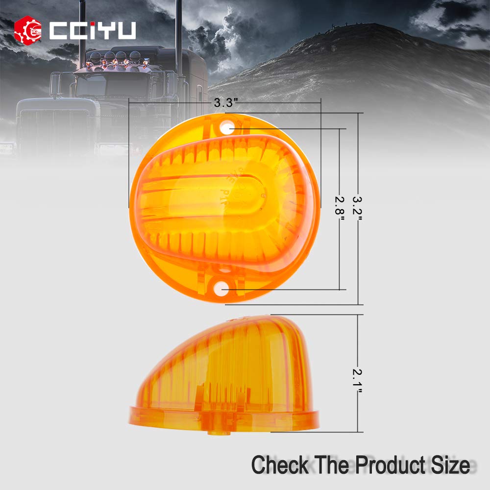 Cciyu 5 Amber Round-Shape Cab Marker Light 9069A Lens For Chevrolet Truck Pickup 1973-1991 For Chevrolet K30 Pickup K20 Suburban K10 Suburban C10 Pickup Blazer K5 Blazer C70 C60 C50 Etc
