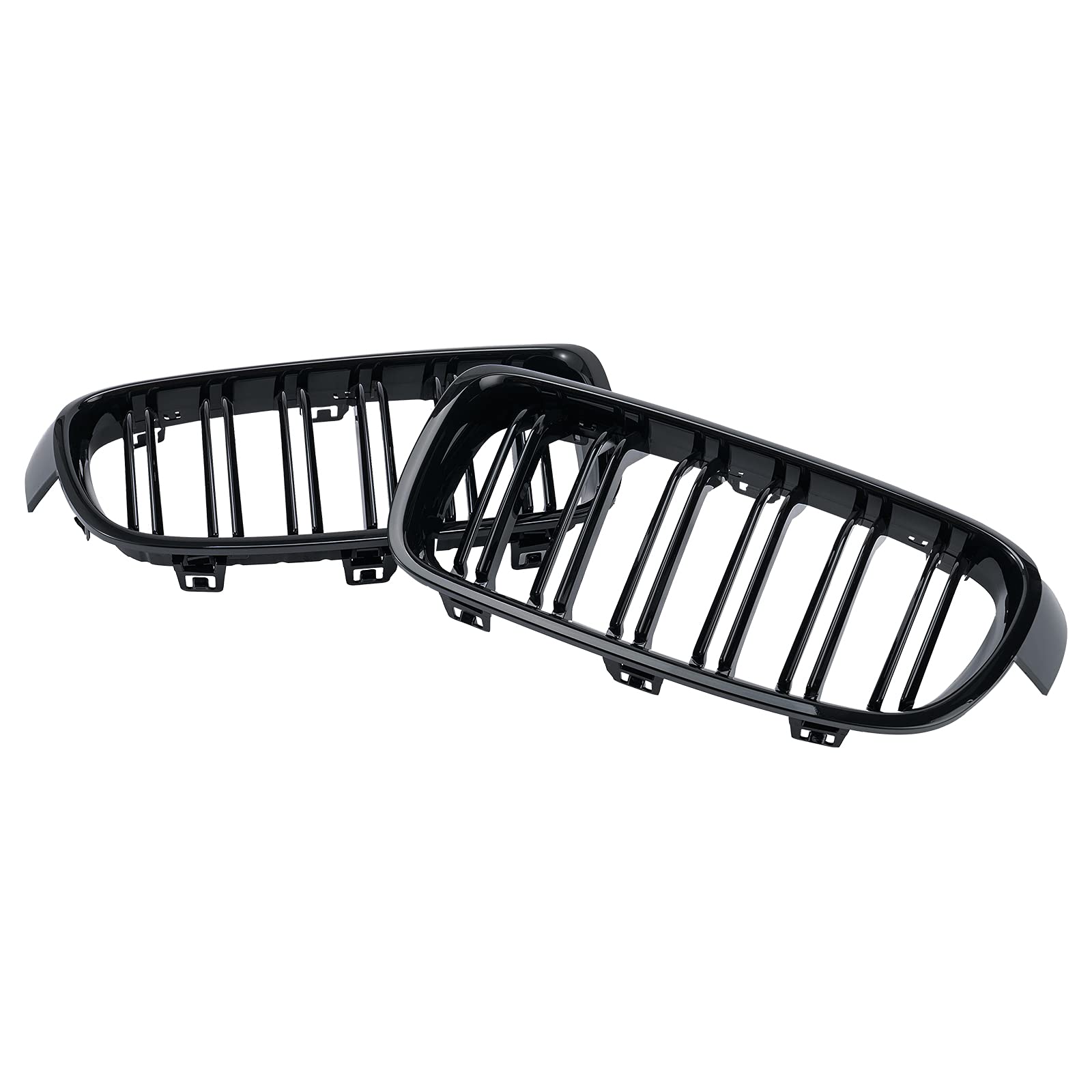 DEKEWEI F30 Grill for 2012-2018 BMW 3 Series, Gloss Black Double Slats Front Kidney Grille, 2pcs, Stylish Upgrade